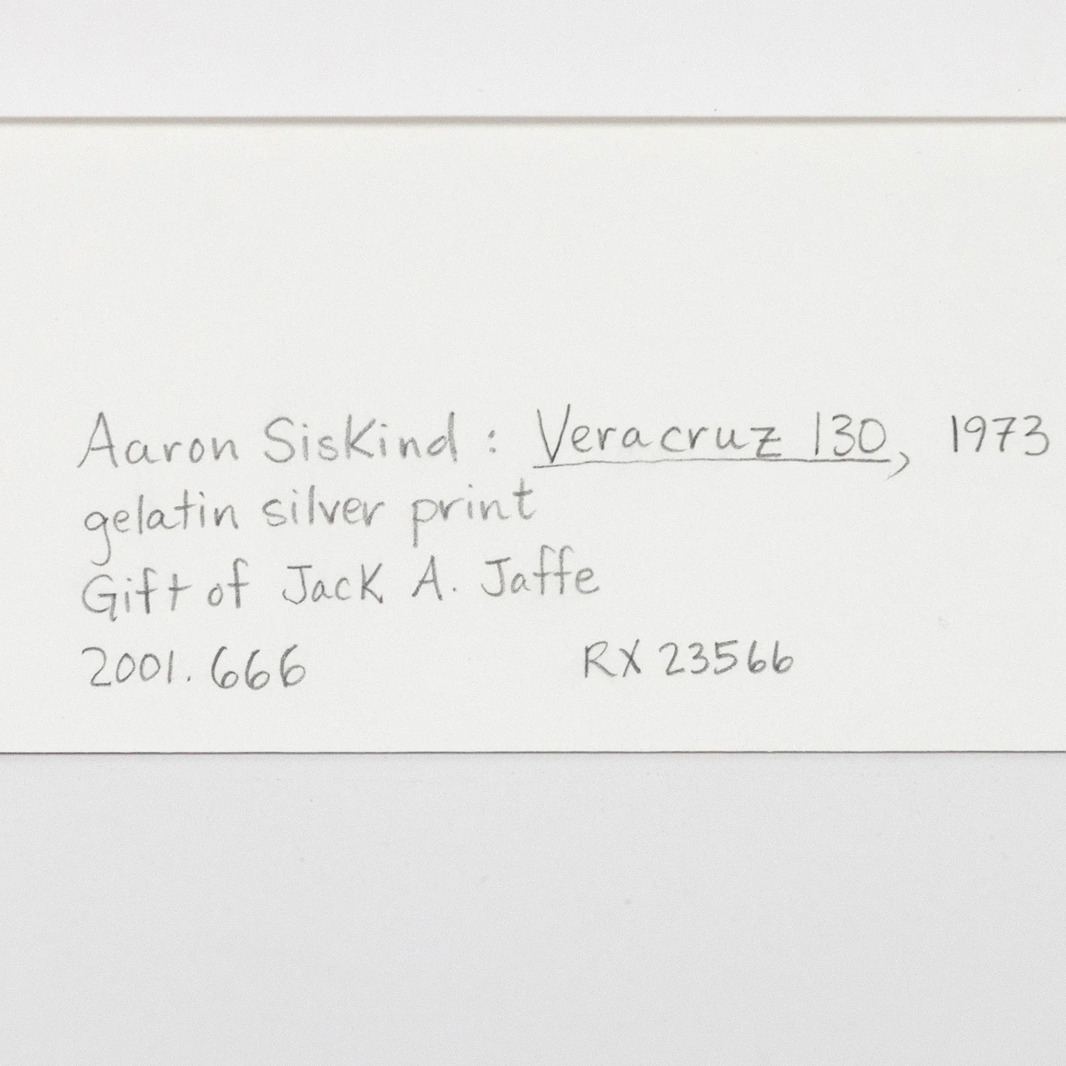 AARON SISKIND "VERACRUZ 130" PHOTO, 1973 - Image 5