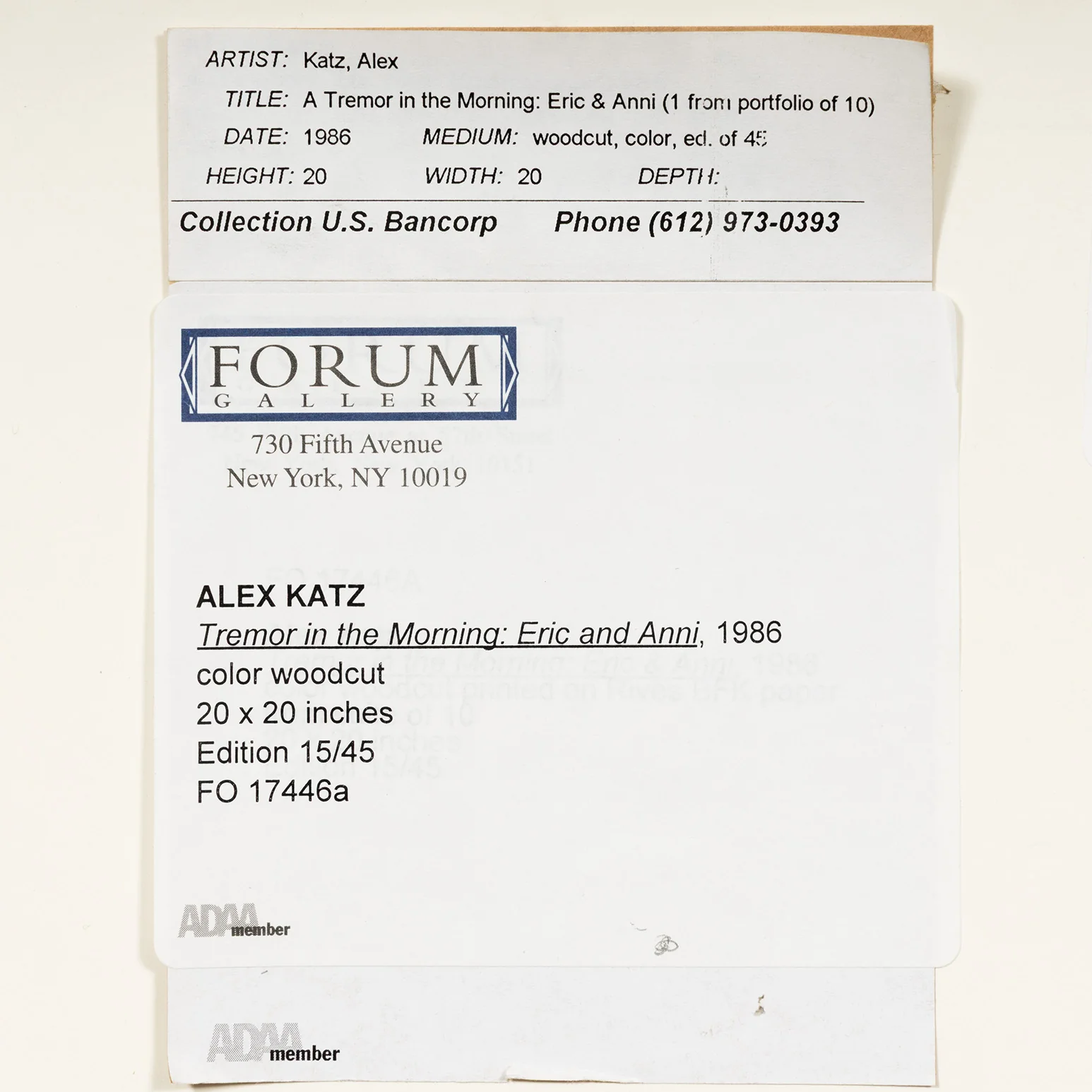 ALEX KATZ "ERIC AND ANNI" WOODCUT, 1986 - Image 15