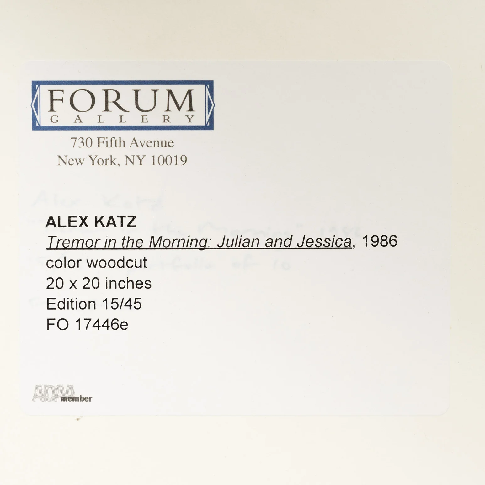 ALEX KATZ "JULIAN AND JESSICA" WOODCUT, 1986 - Image 15