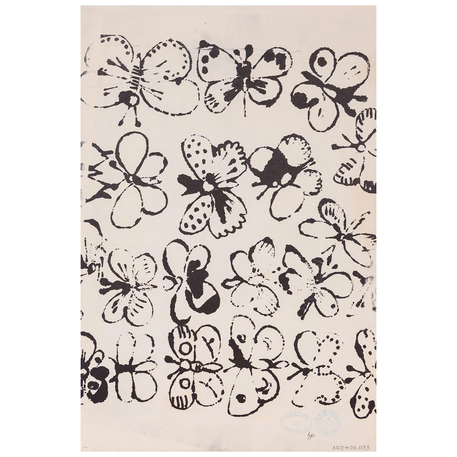 ANDY WARHOL "DRAWING OF A BOY / BUTTERFLIES", 1955 - Image 3