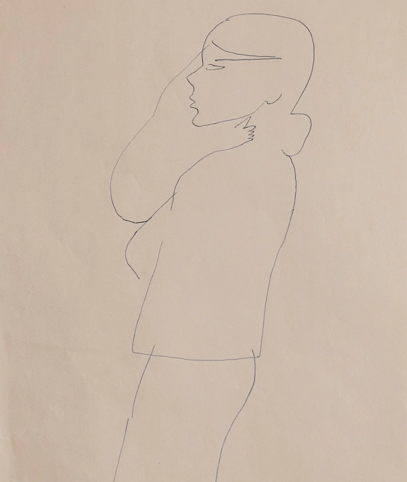 ANDY WARHOL "WOMAN IN BLUE" DRAWING, 1955