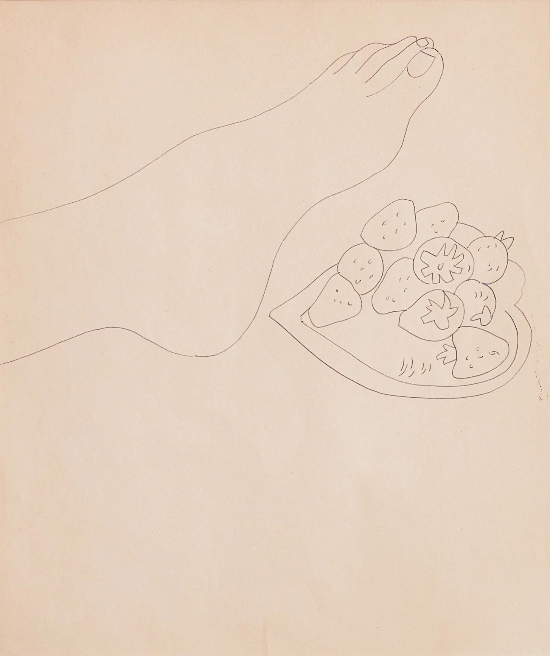 ANDY WARHOL "FOOT WITH STRAWBERRIES" DRAWING, c.1950s - Image 8