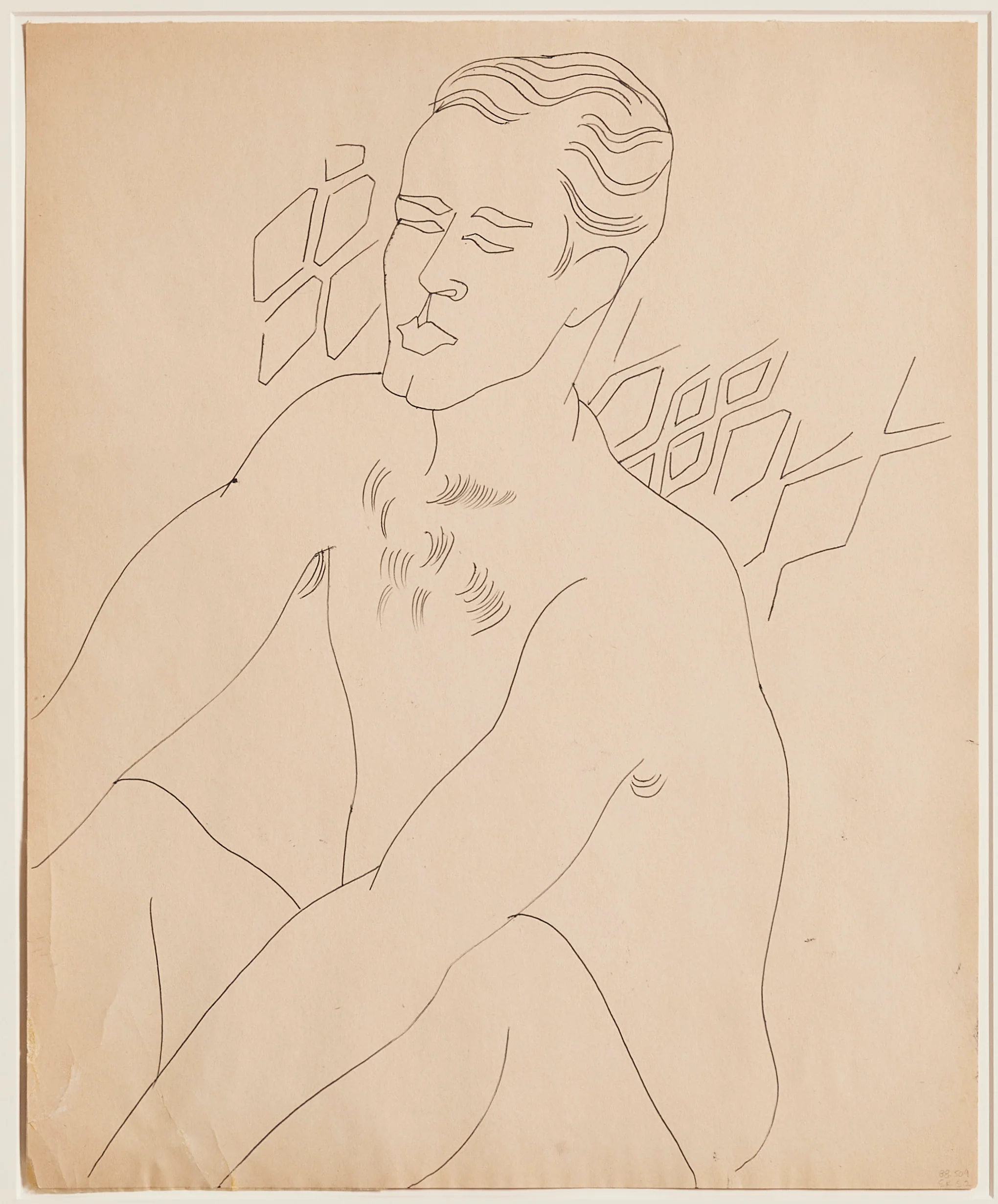 ANDY WARHOL "GERALD HOLDING HIS KNEES" DRAWING, c. 1950 - Image 3