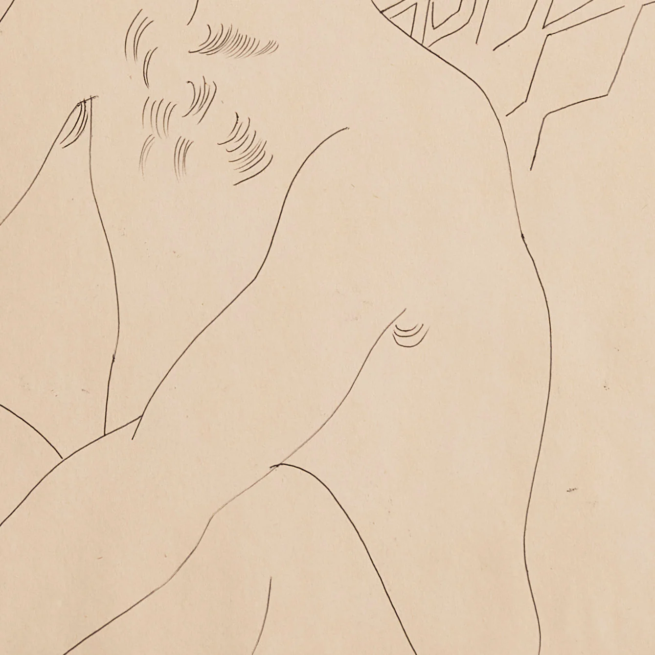ANDY WARHOL "GERALD HOLDING HIS KNEES" DRAWING, c. 1950 - Image 4