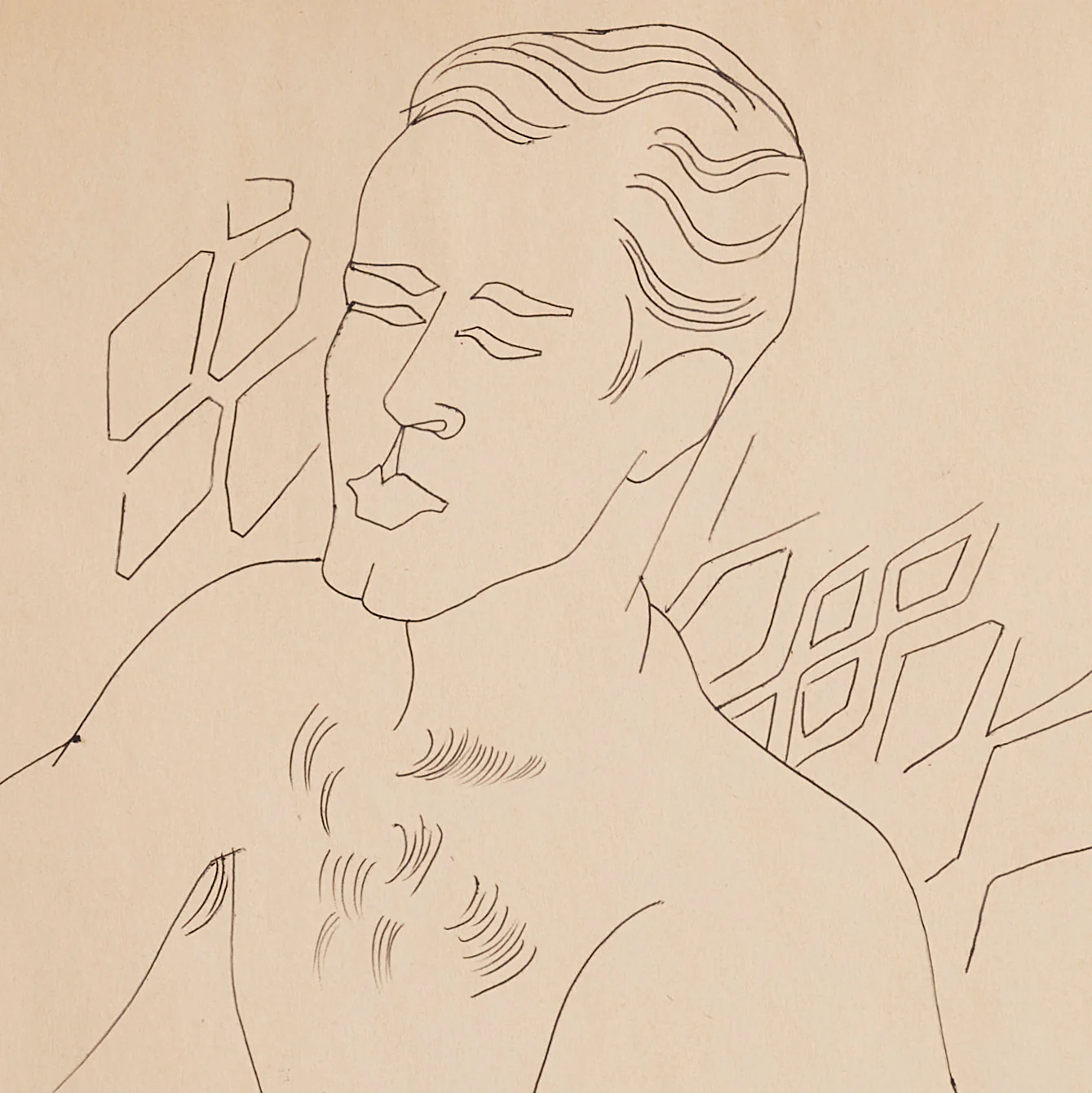 ANDY WARHOL "GERALD HOLDING HIS KNEES" DRAWING, c. 1950 - Image 5