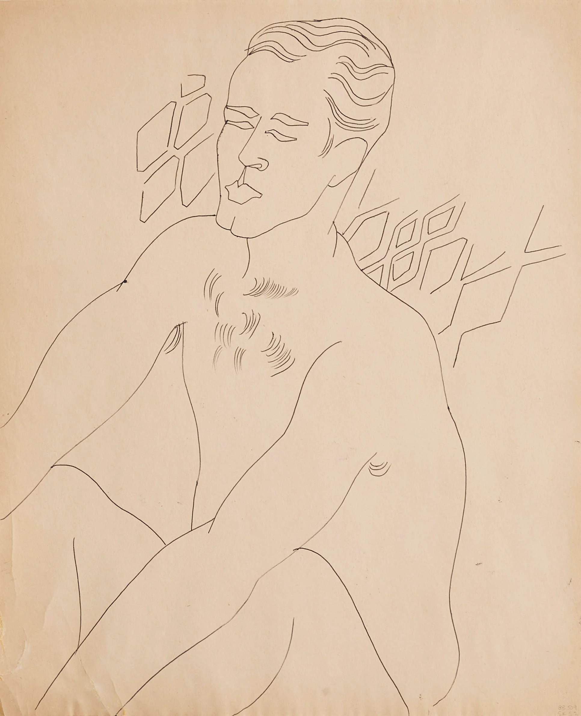 ANDY WARHOL "GERALD HOLDING HIS KNEES" DRAWING, c. 1950 - Image 8