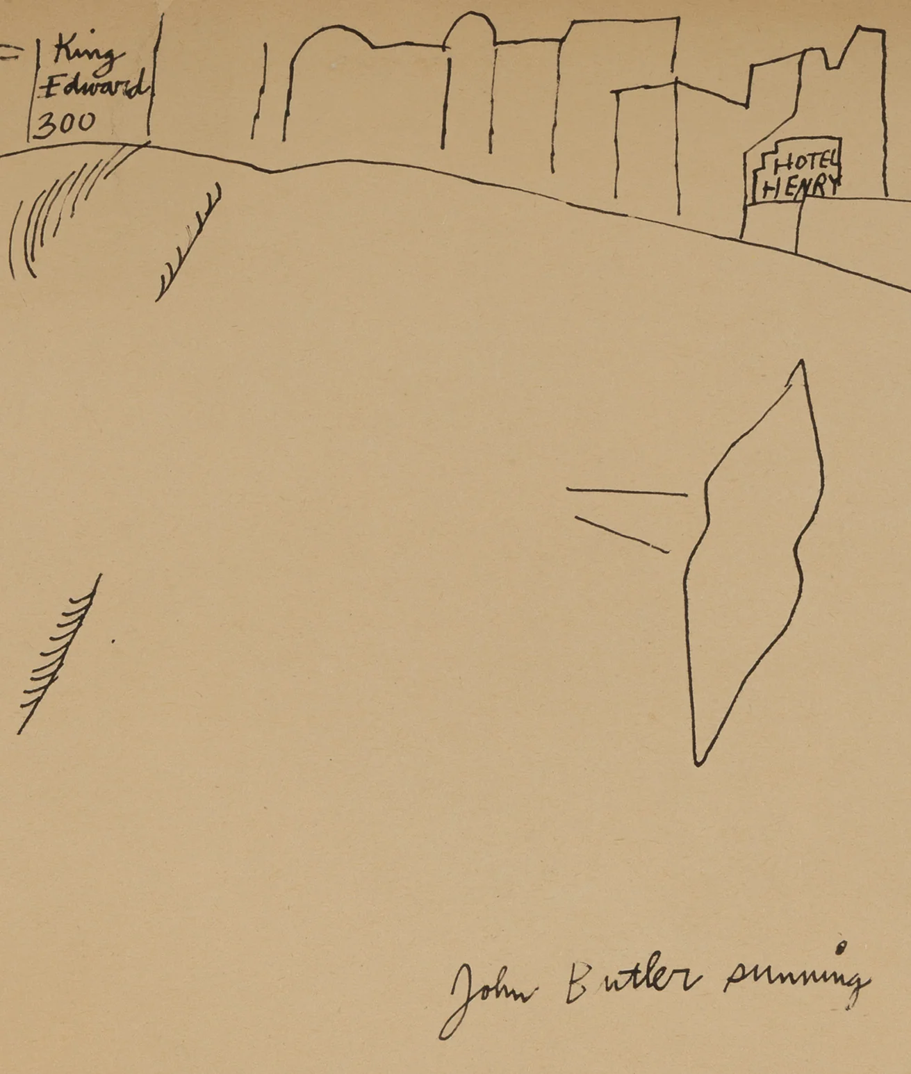 ANDY WARHOL "JOHN BUTLER SUNNING" DRAWING, 1954
