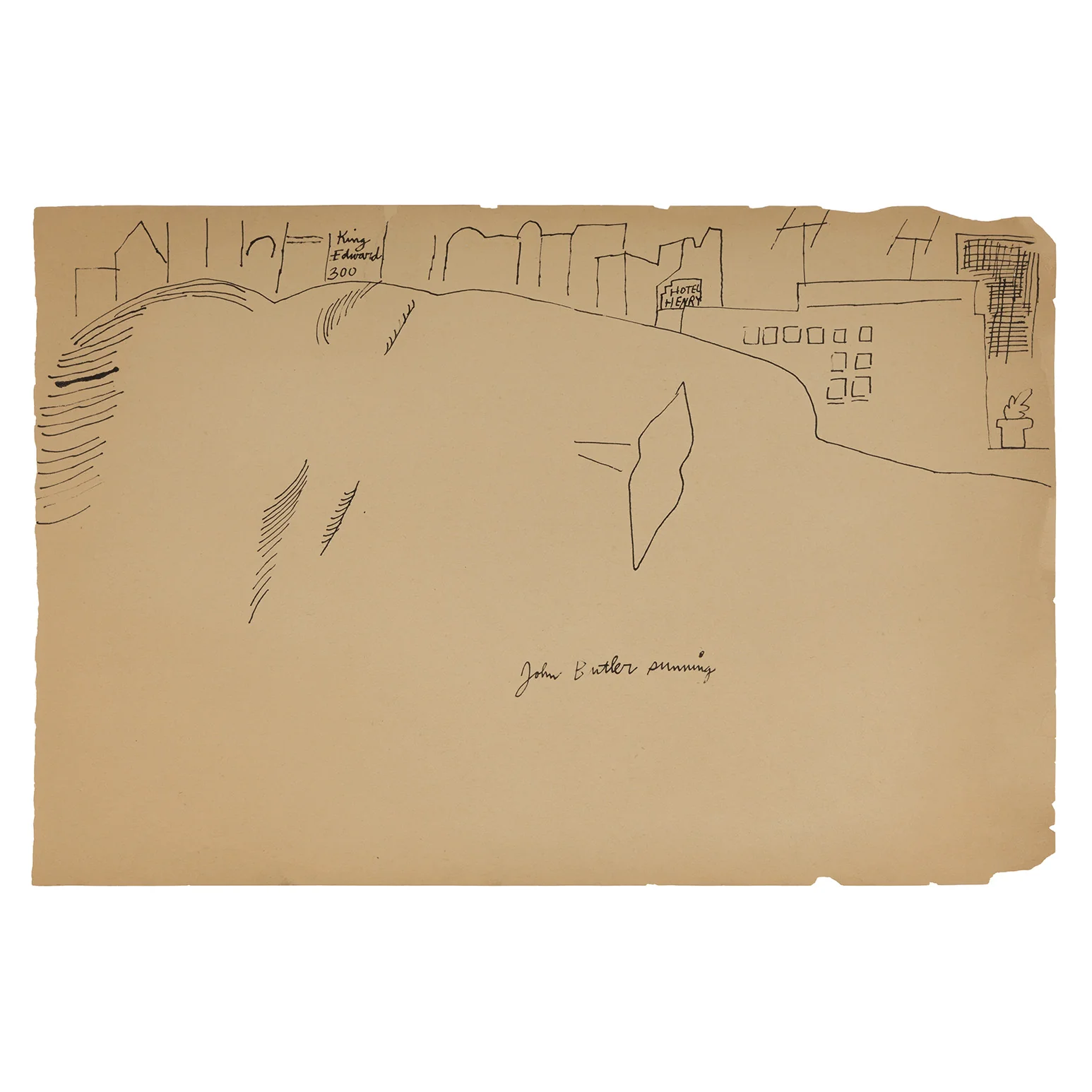 ANDY WARHOL "JOHN BUTLER SUNNING" DRAWING, 1954 - Image 3