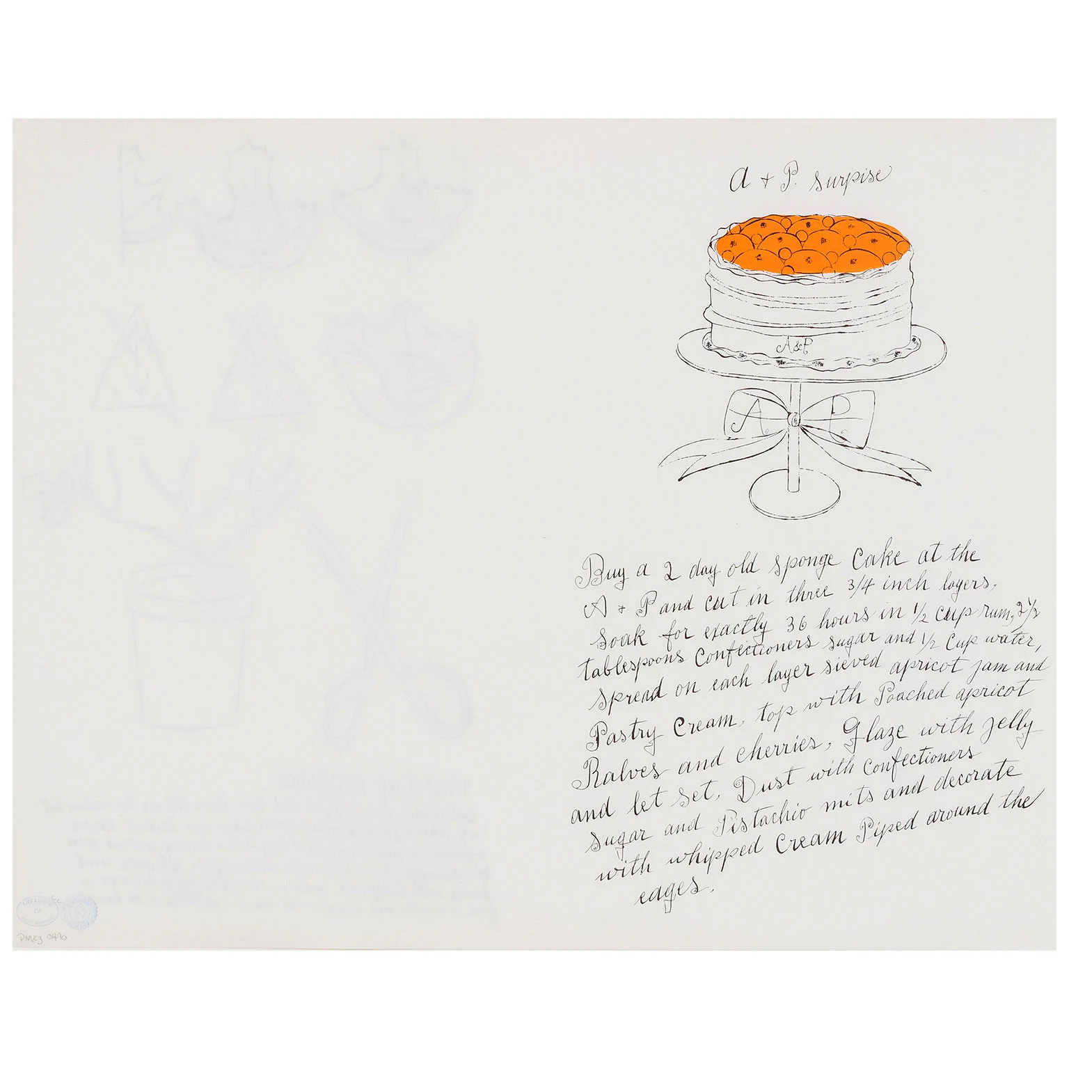 ANDY WARHOL "A + P SURPRISE" LITHOGRAPH, 1959 - Image 3