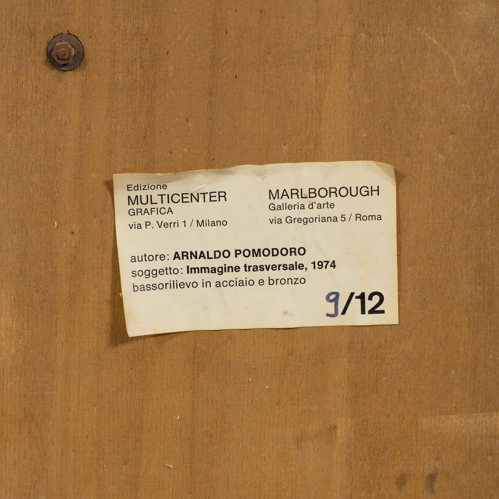 ARNALDO POMODORO "IMMAGINE TRASVERSALE" 1974 - Image 15