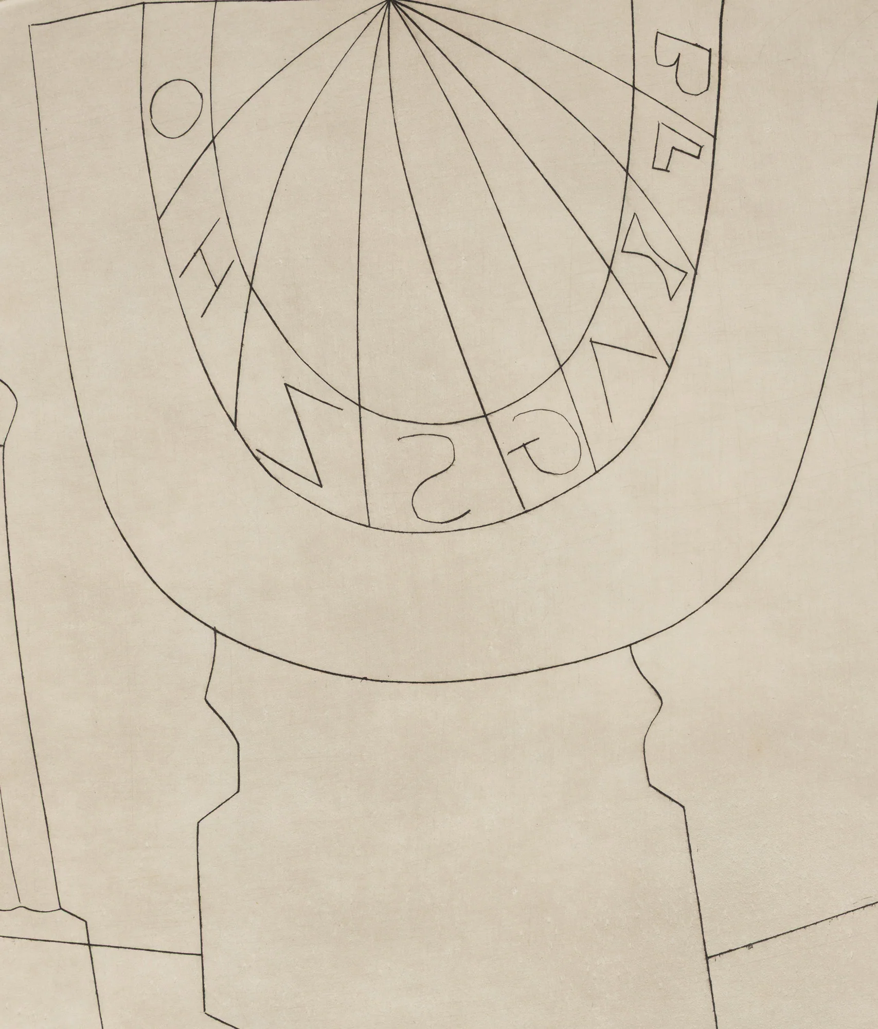 BEN NICHOLSON "TURKISH SUNDIAL AND COLUMN" ETCHING, 1967