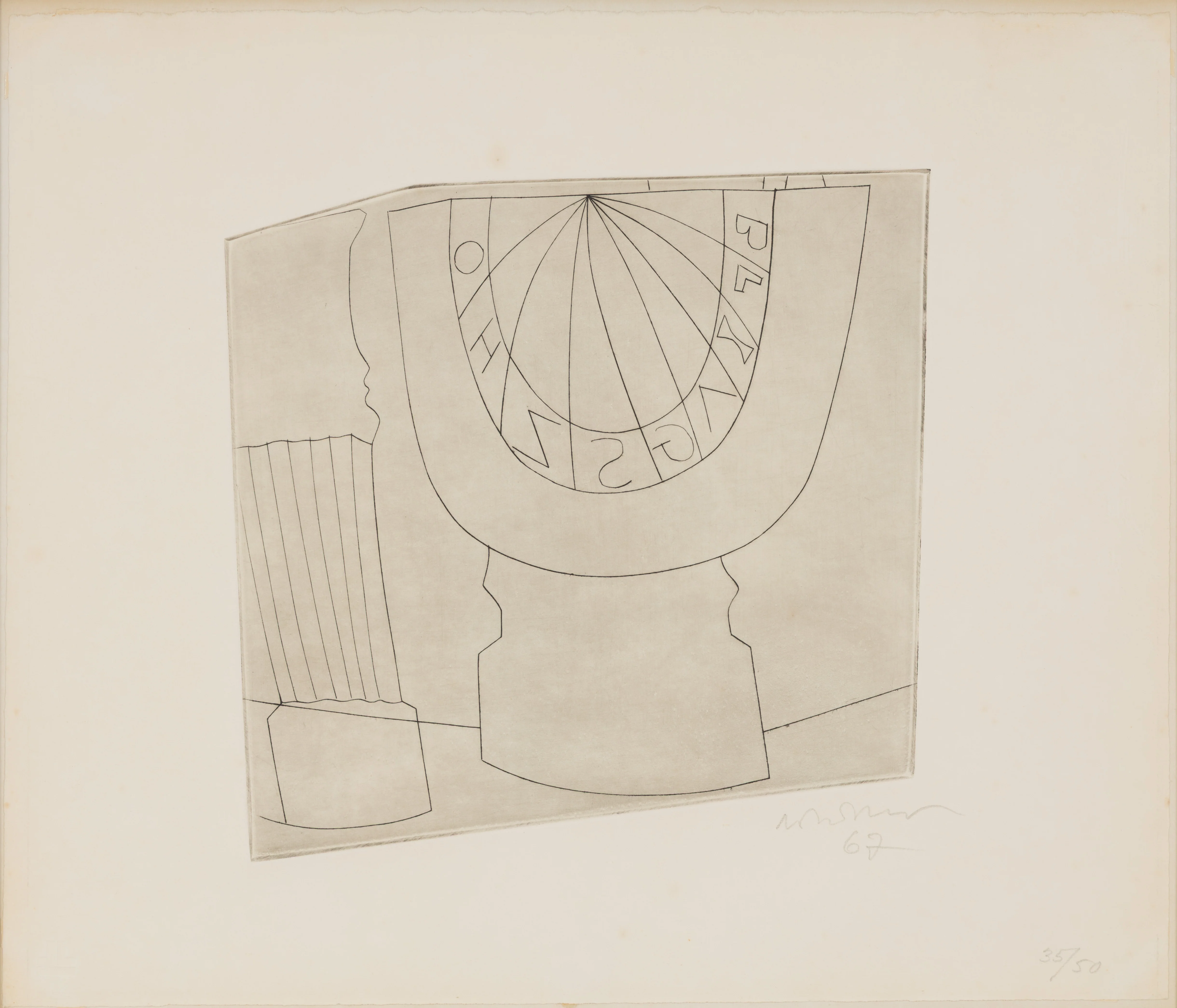 BEN NICHOLSON "TURKISH SUNDIAL AND COLUMN" ETCHING, 1967 - Image 15