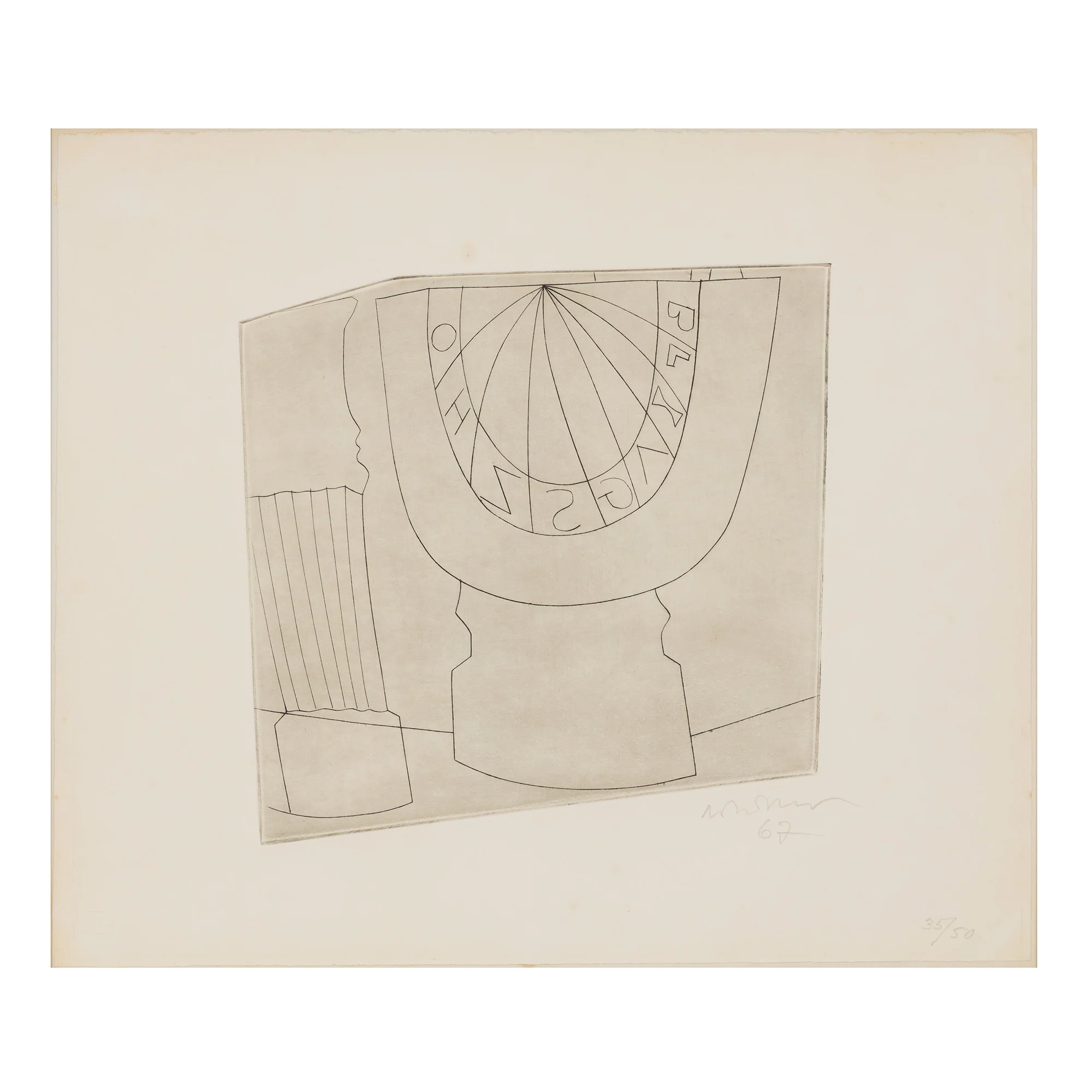 BEN NICHOLSON "TURKISH SUNDIAL AND COLUMN" ETCHING, 1967 - Image 3