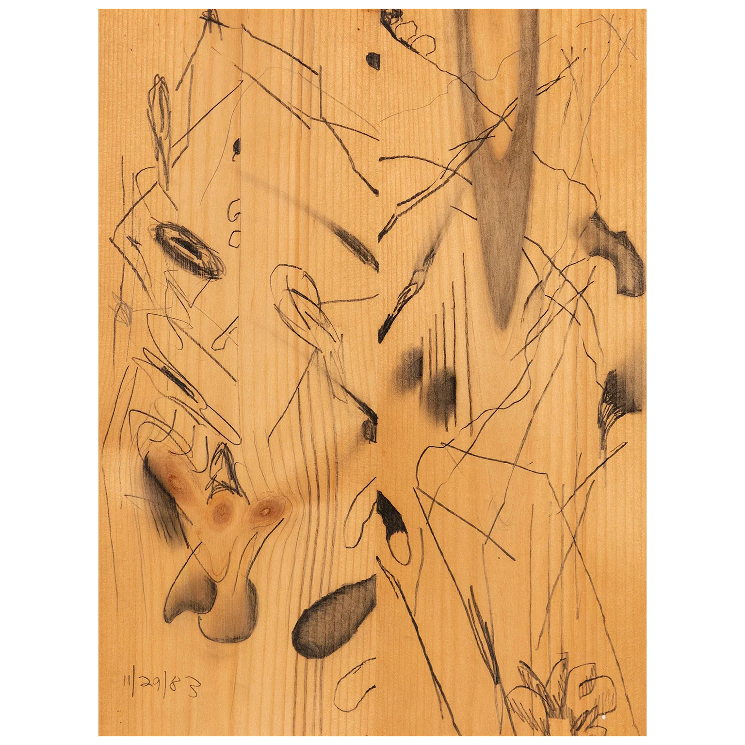 CARROLL DUNHAM "UNTITLED" MIXED MEDIA ON WOOD, 1983 - Image 3