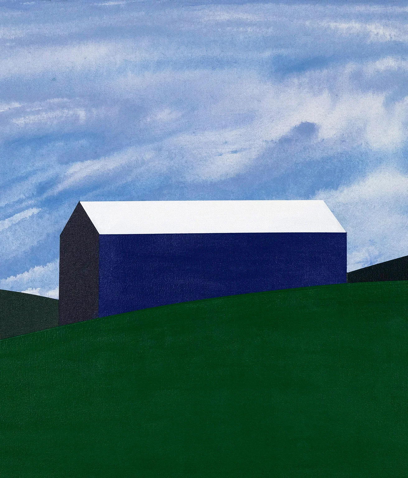 CHARLES PACHTER "BLUE BARN" PAINTING, 2018