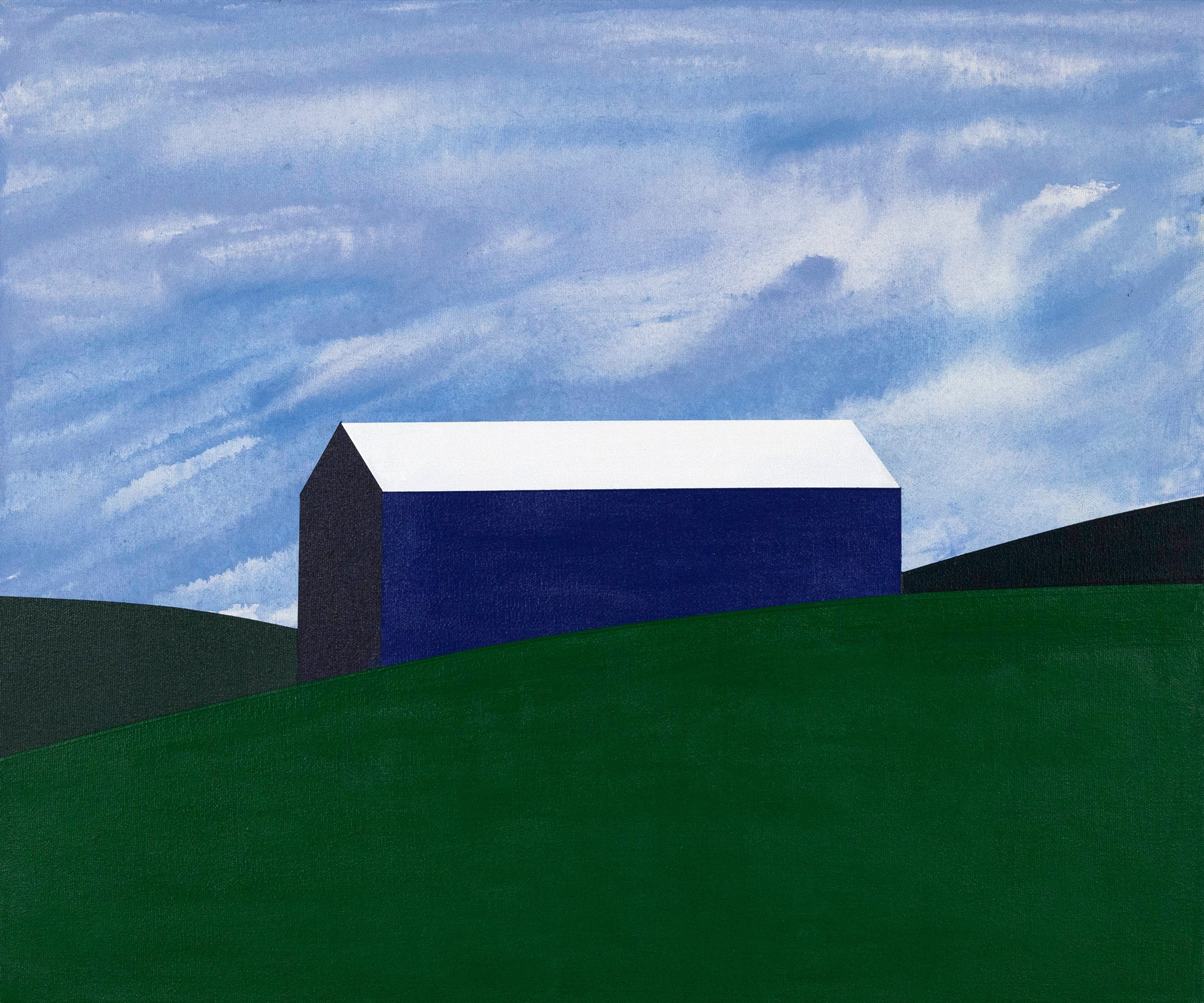 CHARLES PACHTER "BLUE BARN" PAINTING, 2018 - Image 3