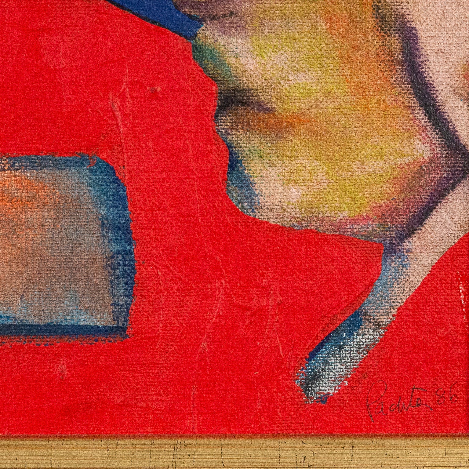 CHARLES PACHTER "HOCKEY KNIGHTS" PAINTING, 1986 - Image 4