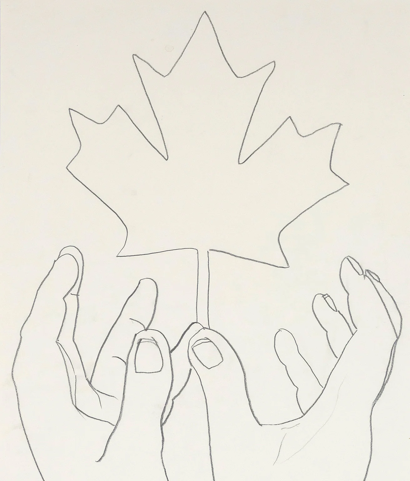 CHARLES PACHTER "LEAF" DRAWING, 1989
