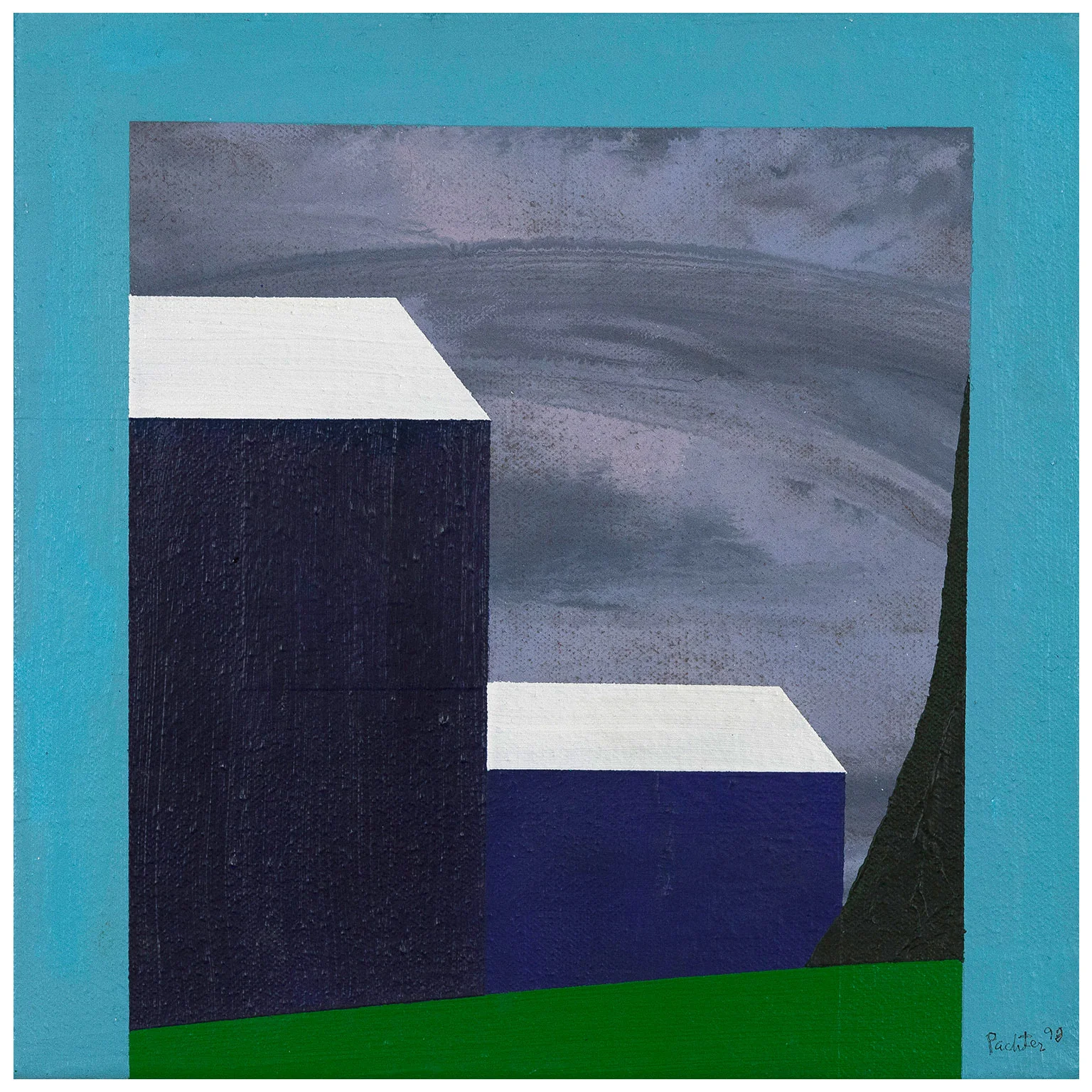 CHARLES PACHTER "MINI BLUE BARN" PAINTING, 1998 - Image 10