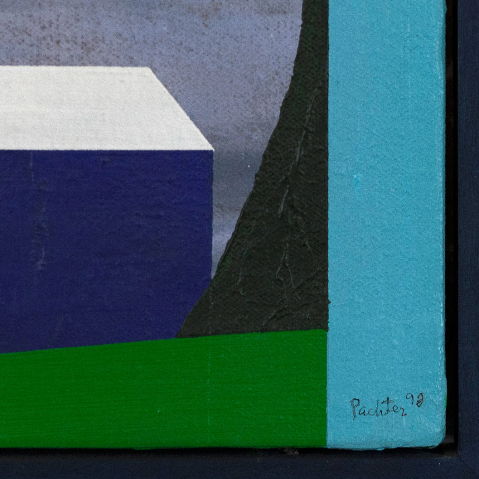 CHARLES PACHTER "MINI BLUE BARN" PAINTING, 1998 - Image 4