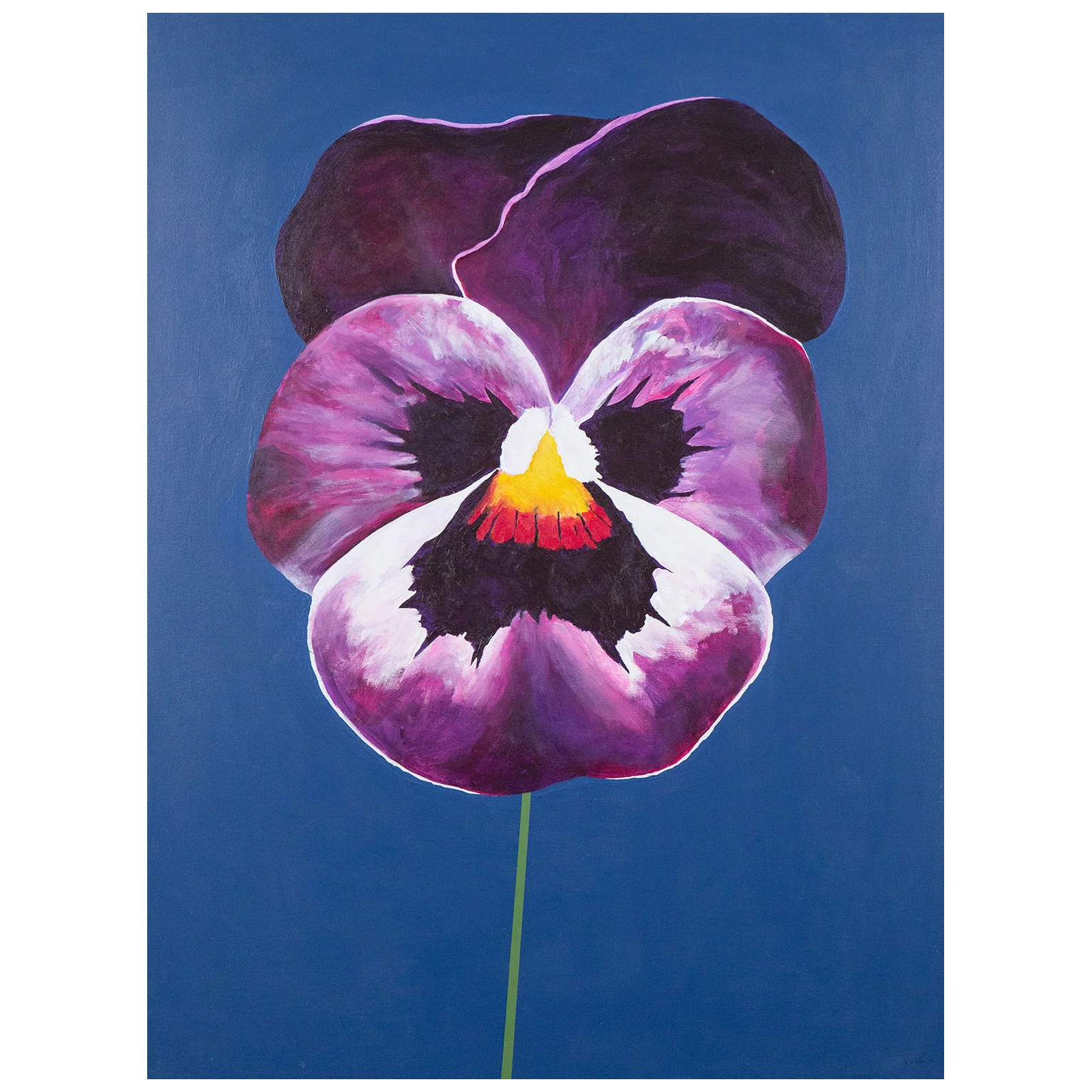 CHARLES PACHTER "PURPLE PANSY" ACRYLIC ON CANVAS, 2021 - Image 3