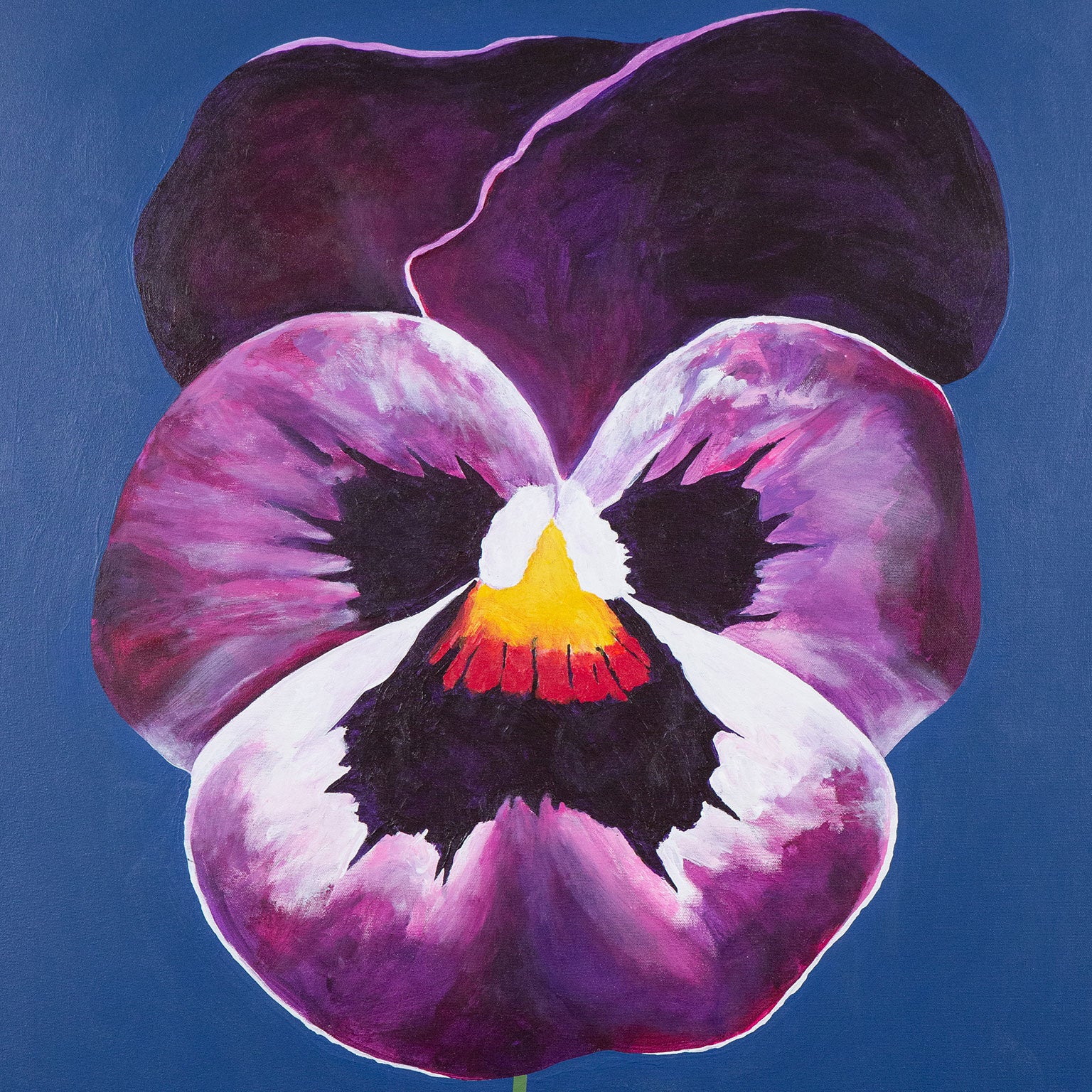 CHARLES PACHTER "PURPLE PANSY" ACRYLIC ON CANVAS, 2021 - Image 5