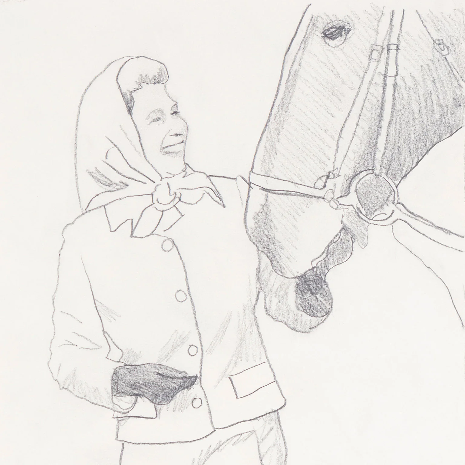CHARLES PACHTER "QUEEN WITH HORSE" DRAWING, 1976 - Image 4