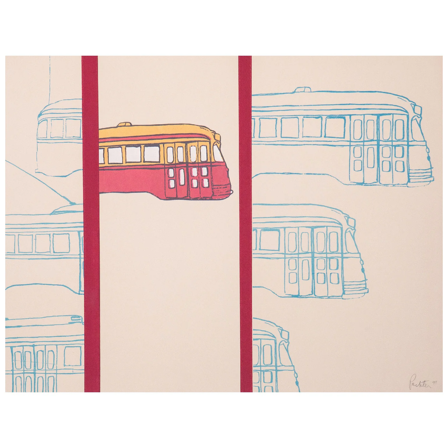 CHARLES PACHTER "STREETCAR SITUATION" 1971 - Image 2