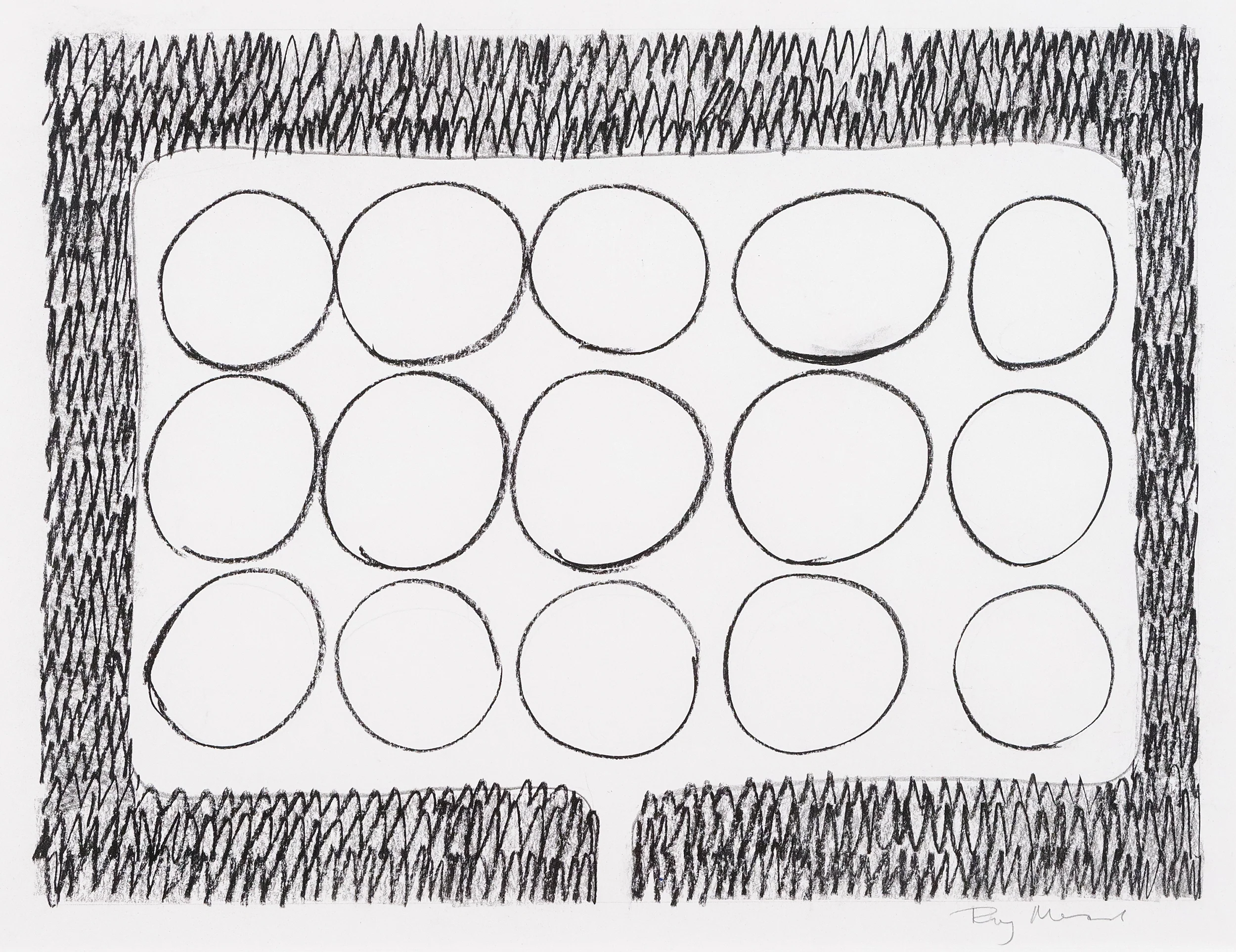 RAY MEAD "UNTITLED" CHARCOAL ON PAPER, c.1980s - Image 12