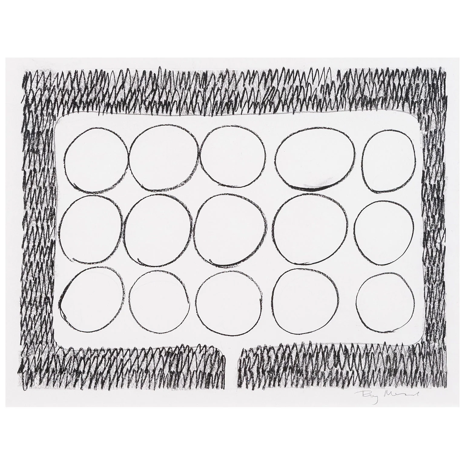 RAY MEAD "UNTITLED" CHARCOAL ON PAPER, c.1980s - Image 4