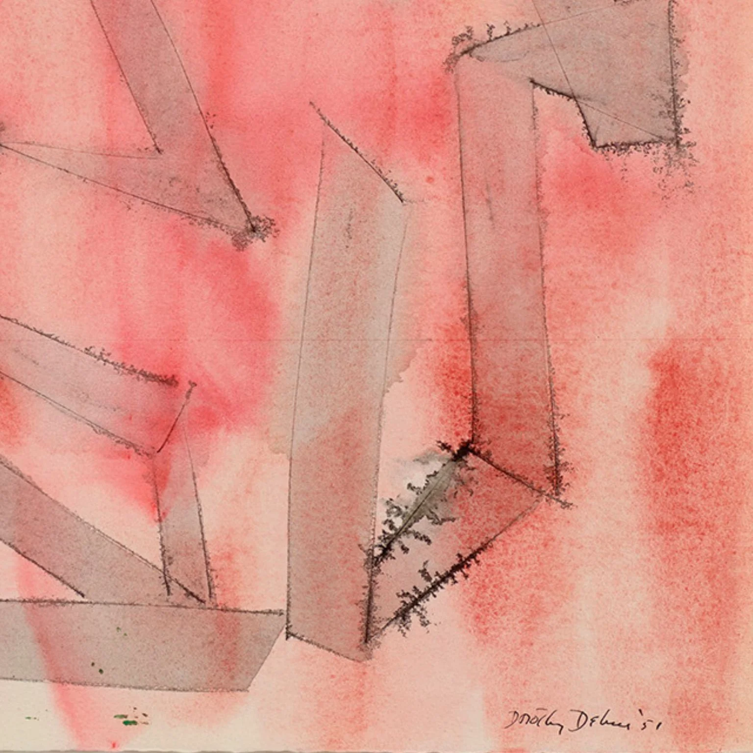 DOROTHY DEHNER “ANGULAR RHYTHM” INK AND WATERCOLOR, 1951 - Image 3