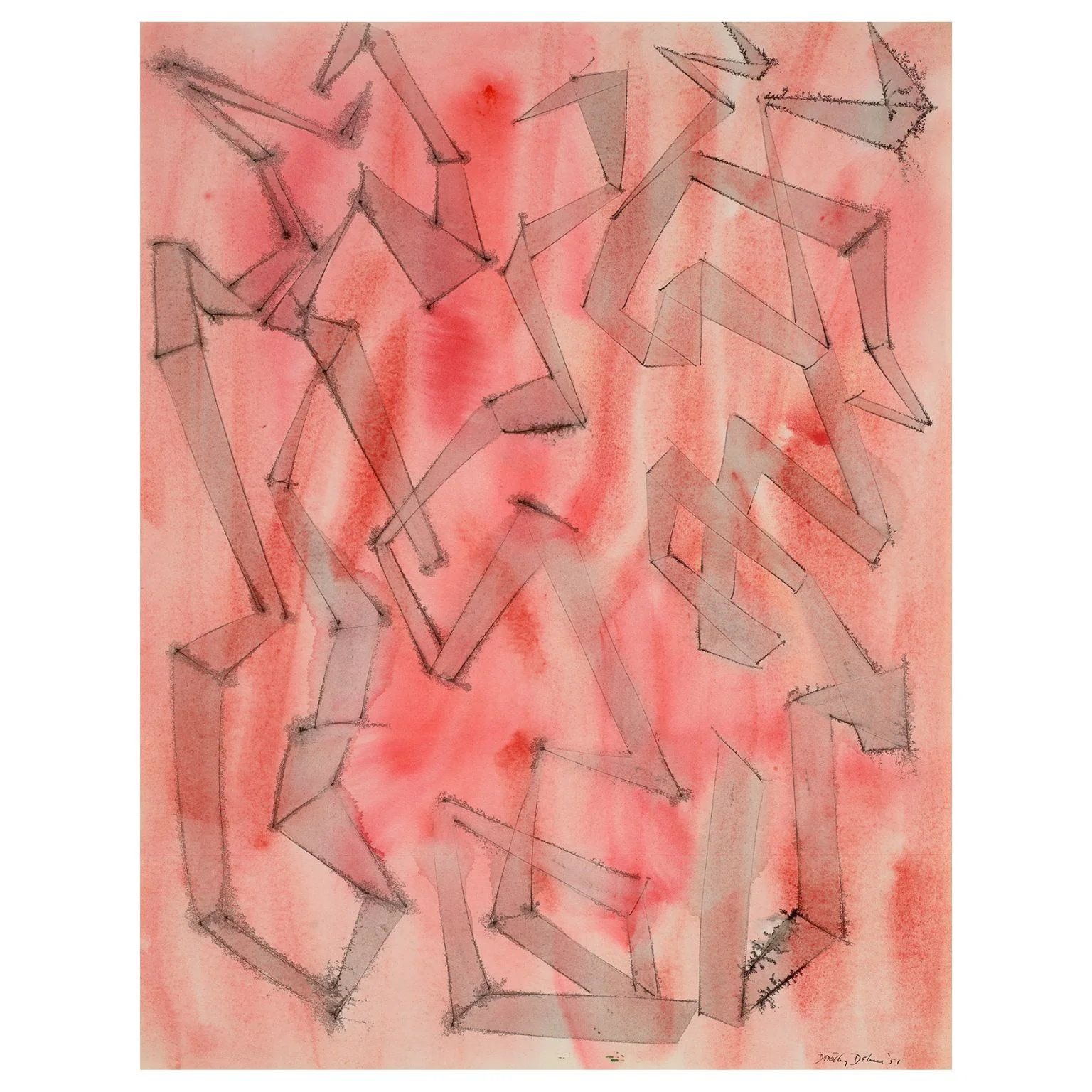 DOROTHY DEHNER “ANGULAR RHYTHM” INK AND WATERCOLOR, 1951 - Image 7