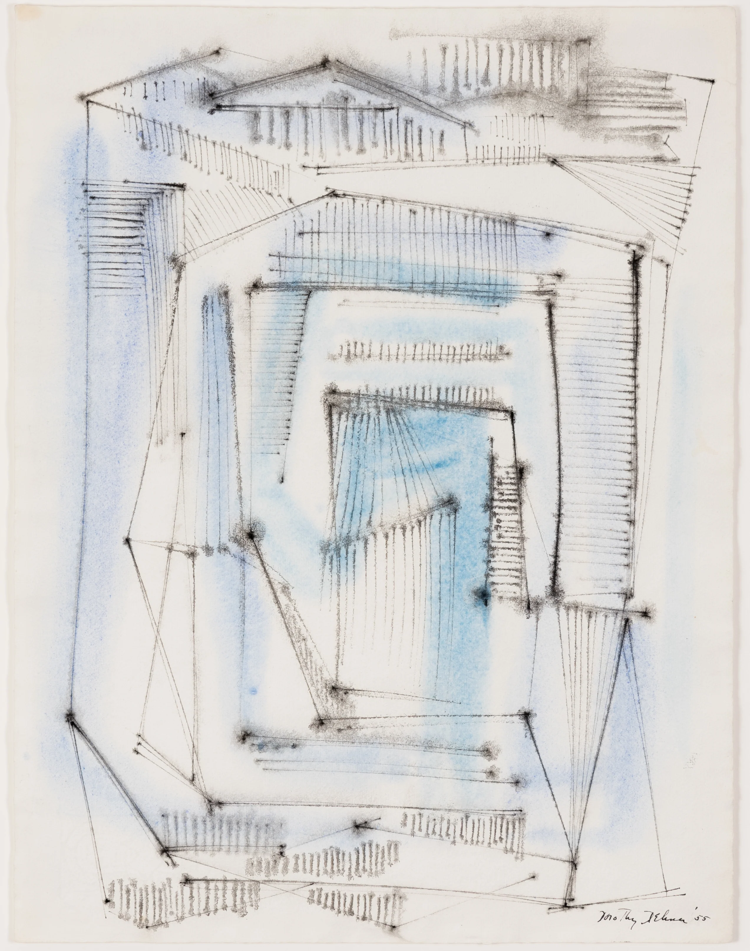 DOROTHY DEHNER “ATHENS” INK AND WATERCOLOR, 1955 - Image 11