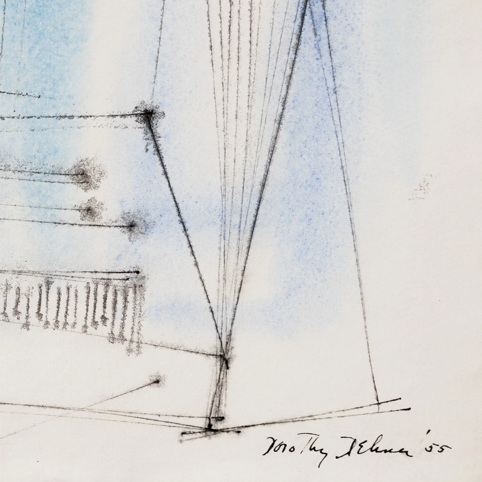 DOROTHY DEHNER “ATHENS” INK AND WATERCOLOR, 1955 - Image 4