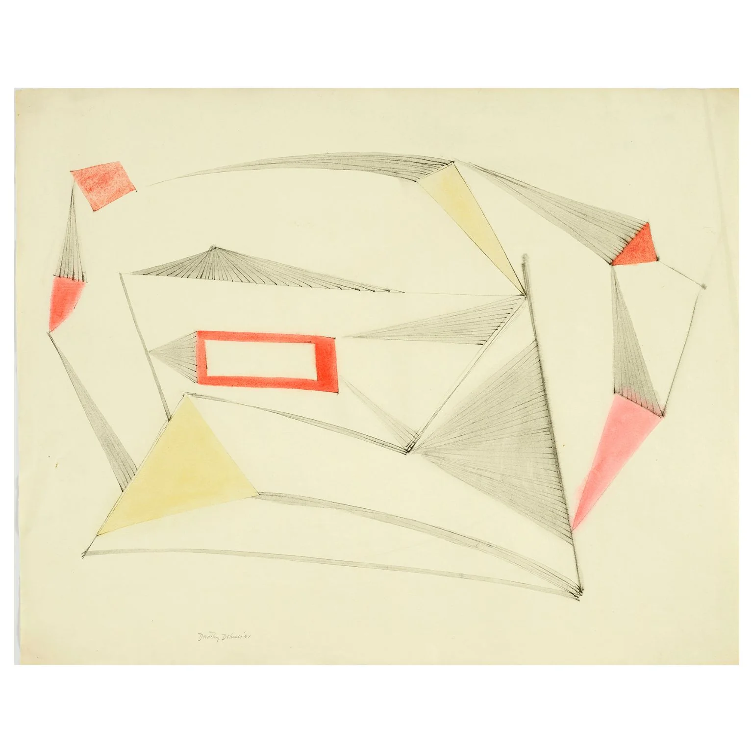 DOROTHY DEHNER “BREEZE (FIRE ISLAND)” INK AND WATERCOLOR, 1951 - Image 3