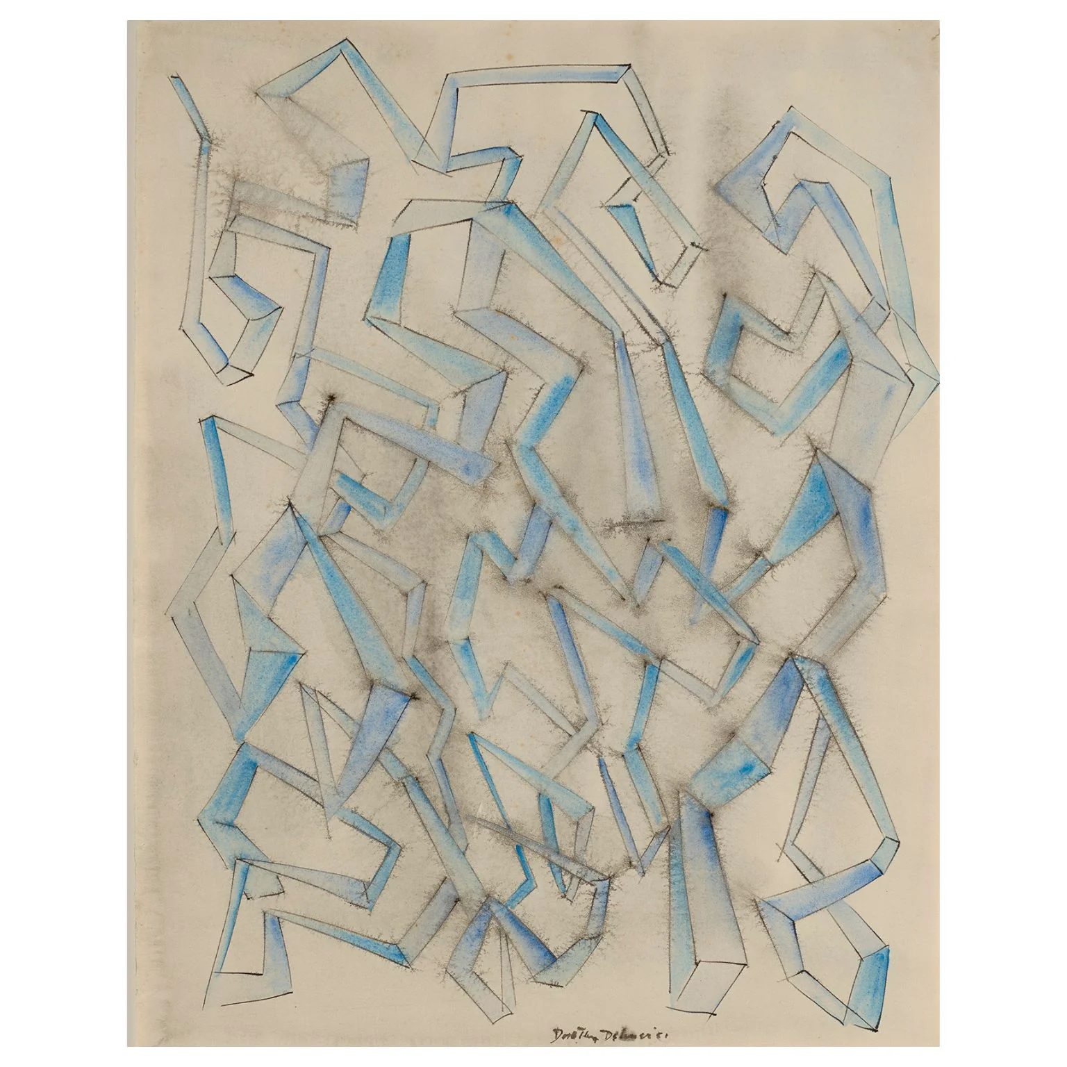 DOROTHY DEHNER “BLUE MOTION” INK AND WATERCOLOR, 1951 - Image 3