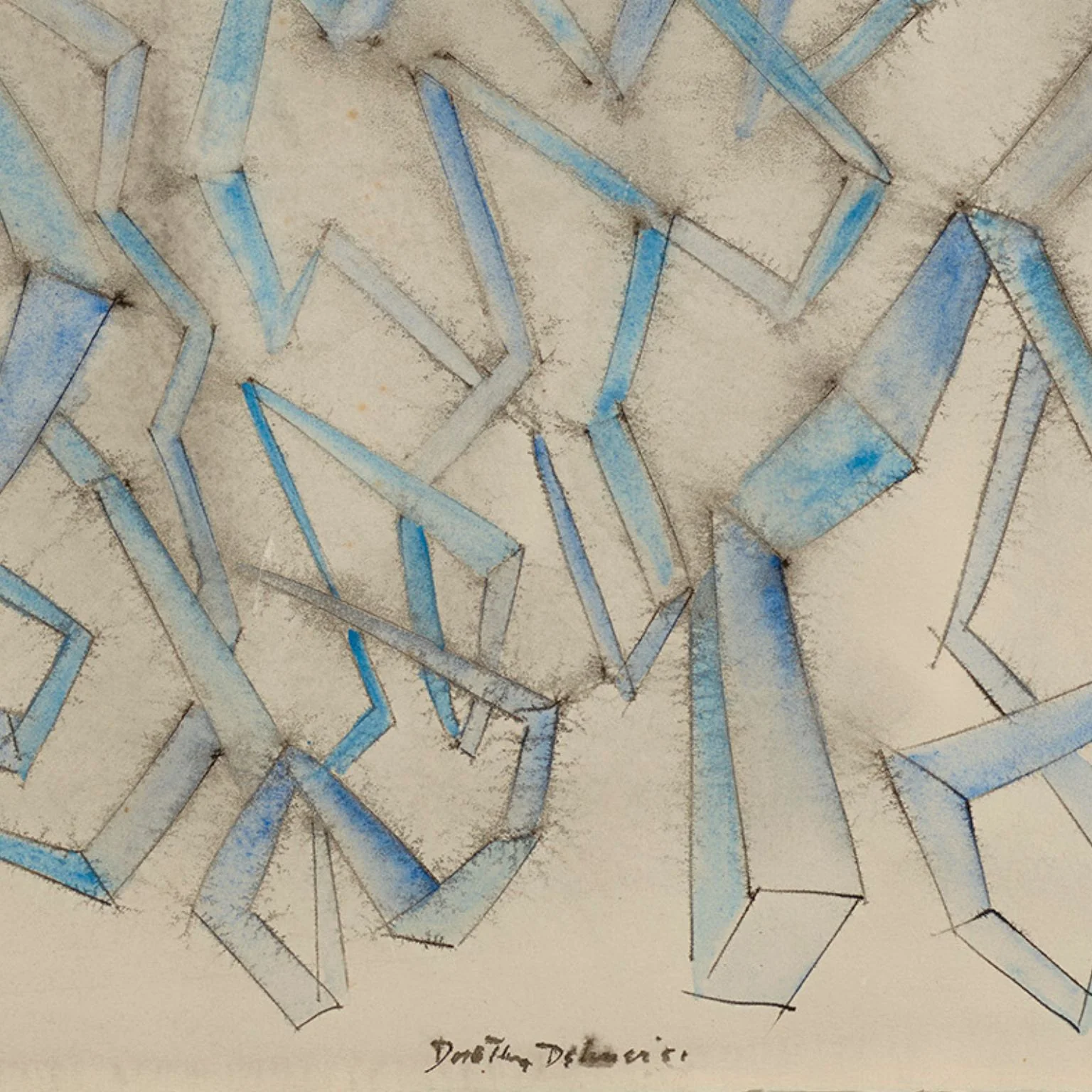 DOROTHY DEHNER “BLUE MOTION” INK AND WATERCOLOR, 1951 - Image 4