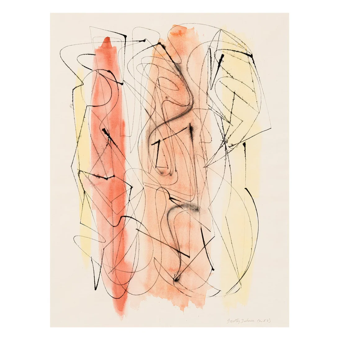 DOROTHY DEHNER “THREE FIGURES” INK AND WATERCOLOR, 1953 - Image 3