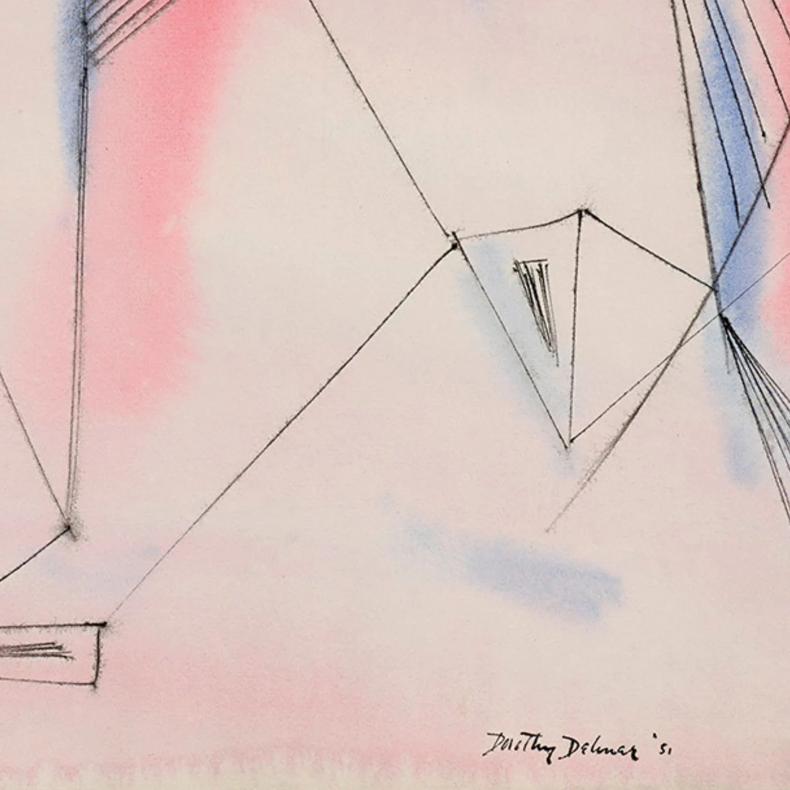 DOROTHY DEHNER “UNTITLED - BLUSH” INK AND WATERCOLOR, 1951 - Image 3