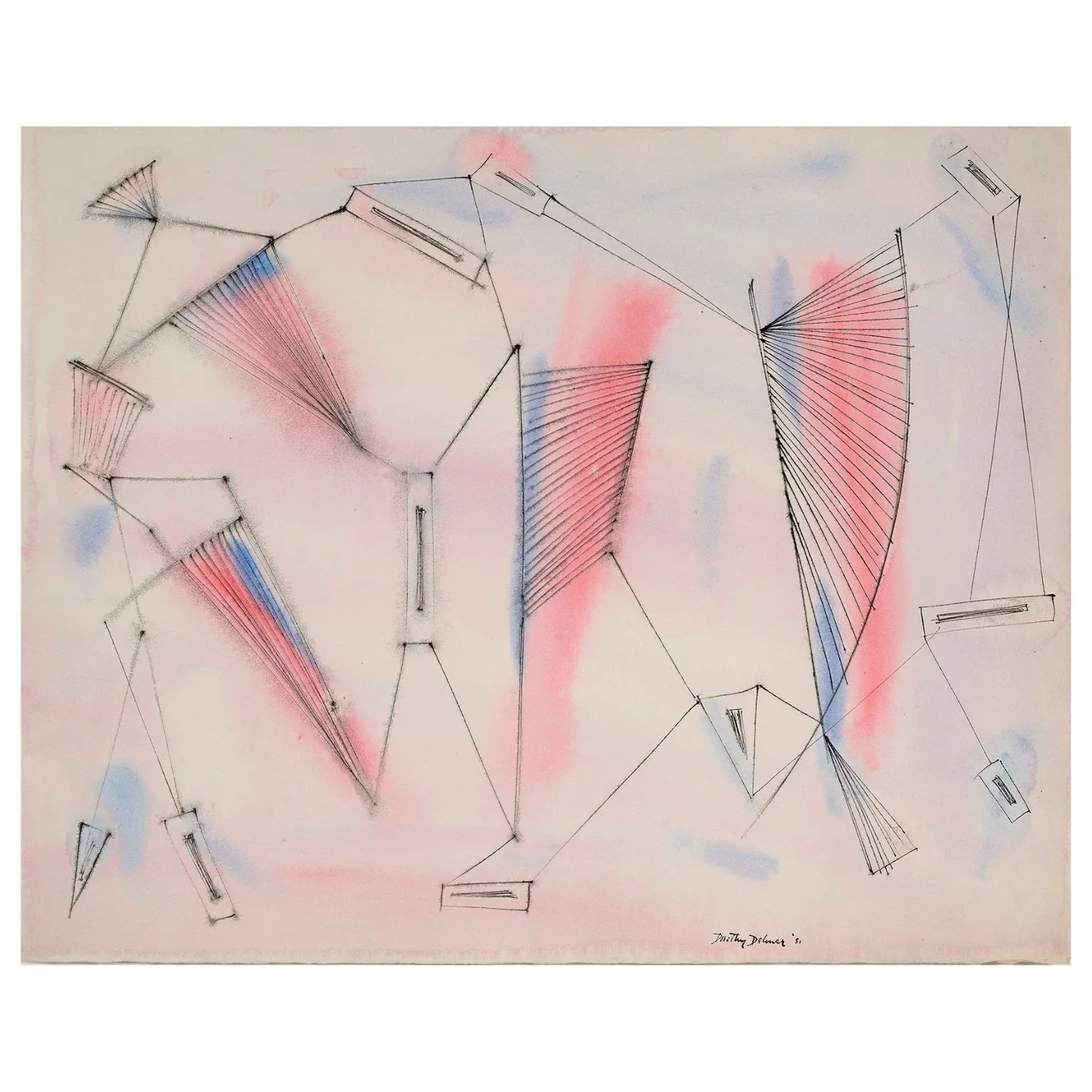 DOROTHY DEHNER “UNTITLED - BLUSH” INK AND WATERCOLOR, 1951 - Image 7