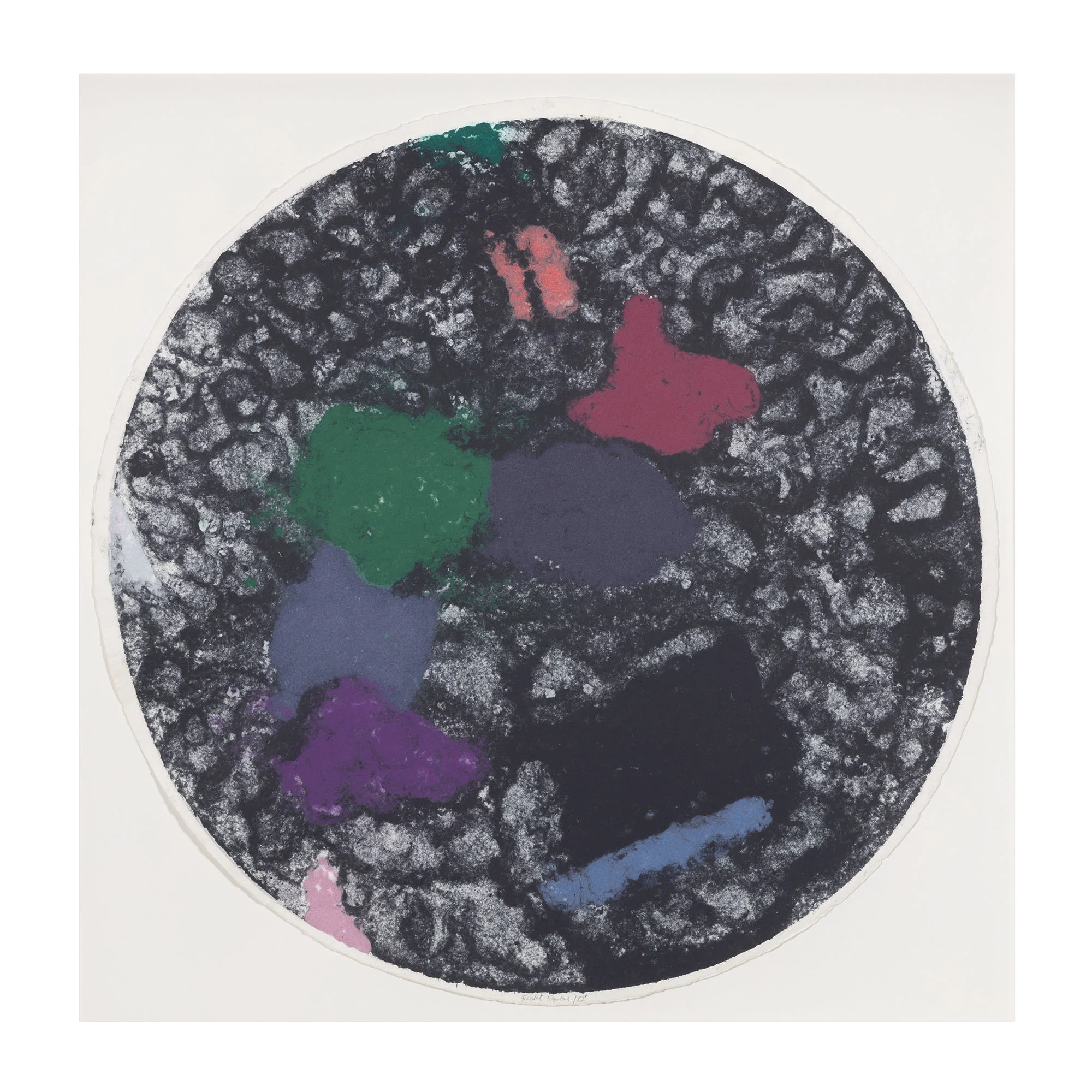 FRIEDEL DZUBAS "BLACK TONDO" MONOTYPE, 1982 - Image 3
