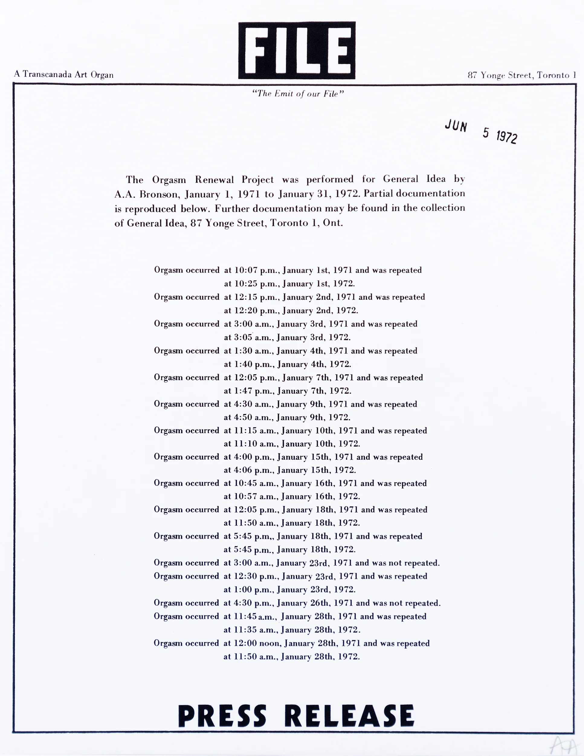 GENERAL IDEA "ORGASM RENEWAL PROJECT" 1972 - Image 7