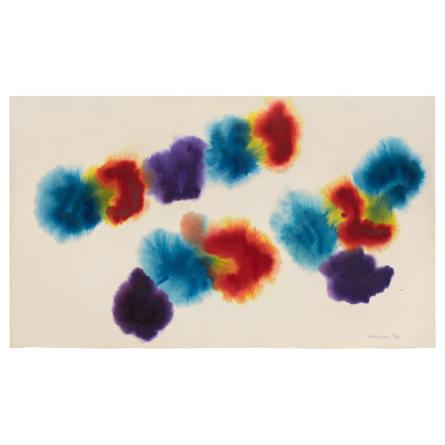 GERSHON ISKOWITZ "RED-BLUE" WATERCOLOR, 1978 - Image 3