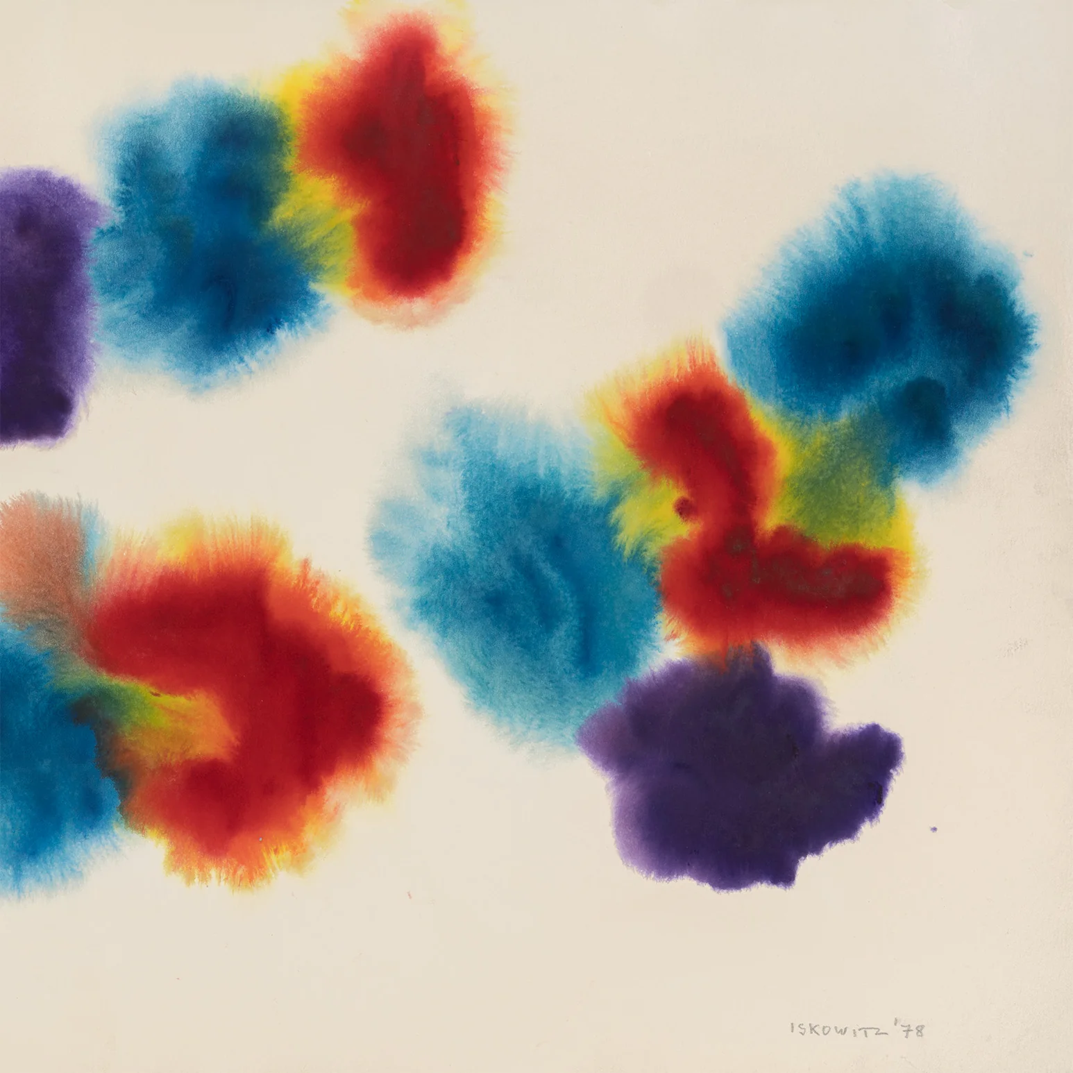 GERSHON ISKOWITZ "RED-BLUE" WATERCOLOR, 1978 - Image 7