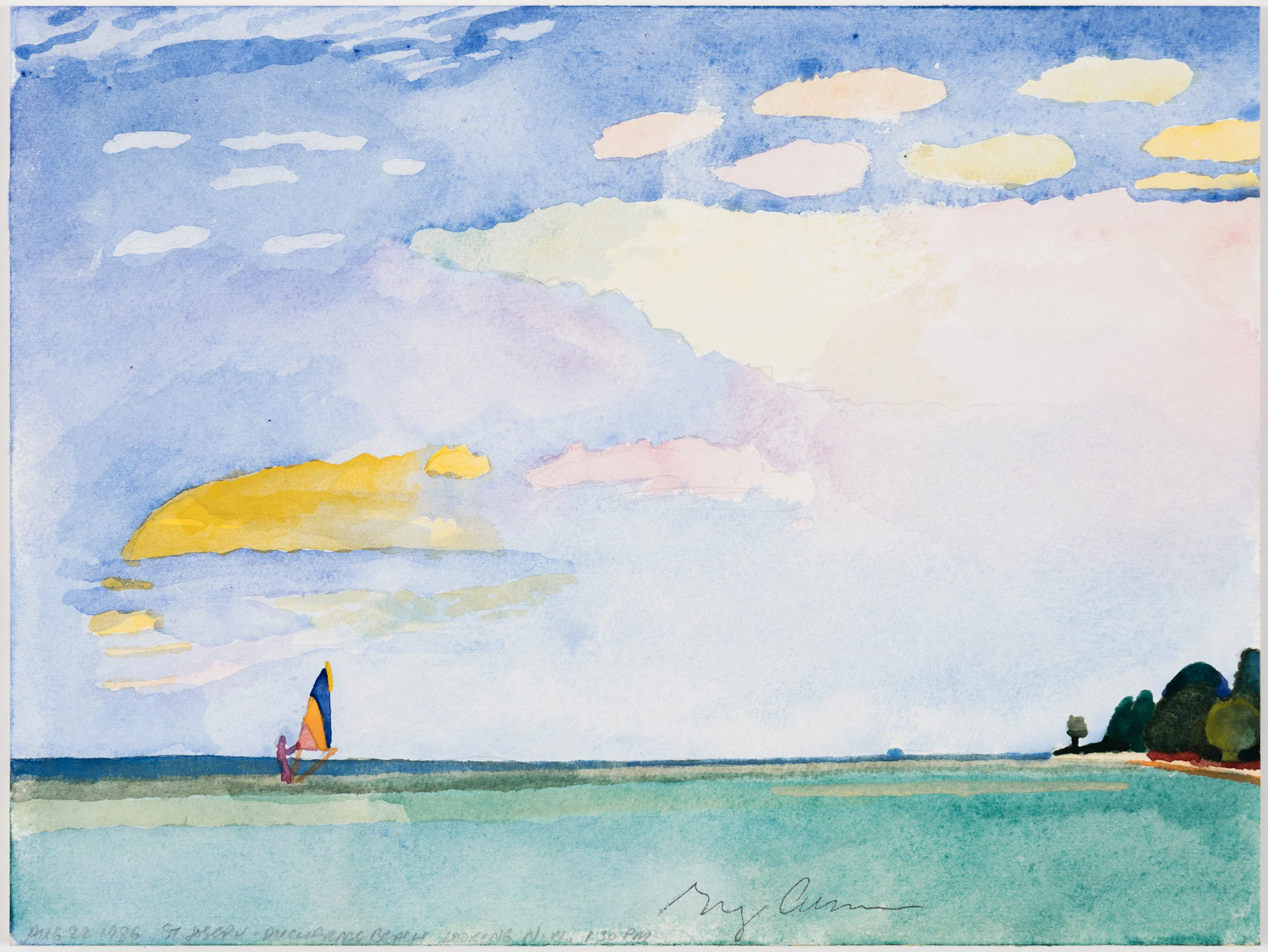 GREG CURNOE "DUCHARME BEACH" WATERCOLOR, 1986 - Image 14