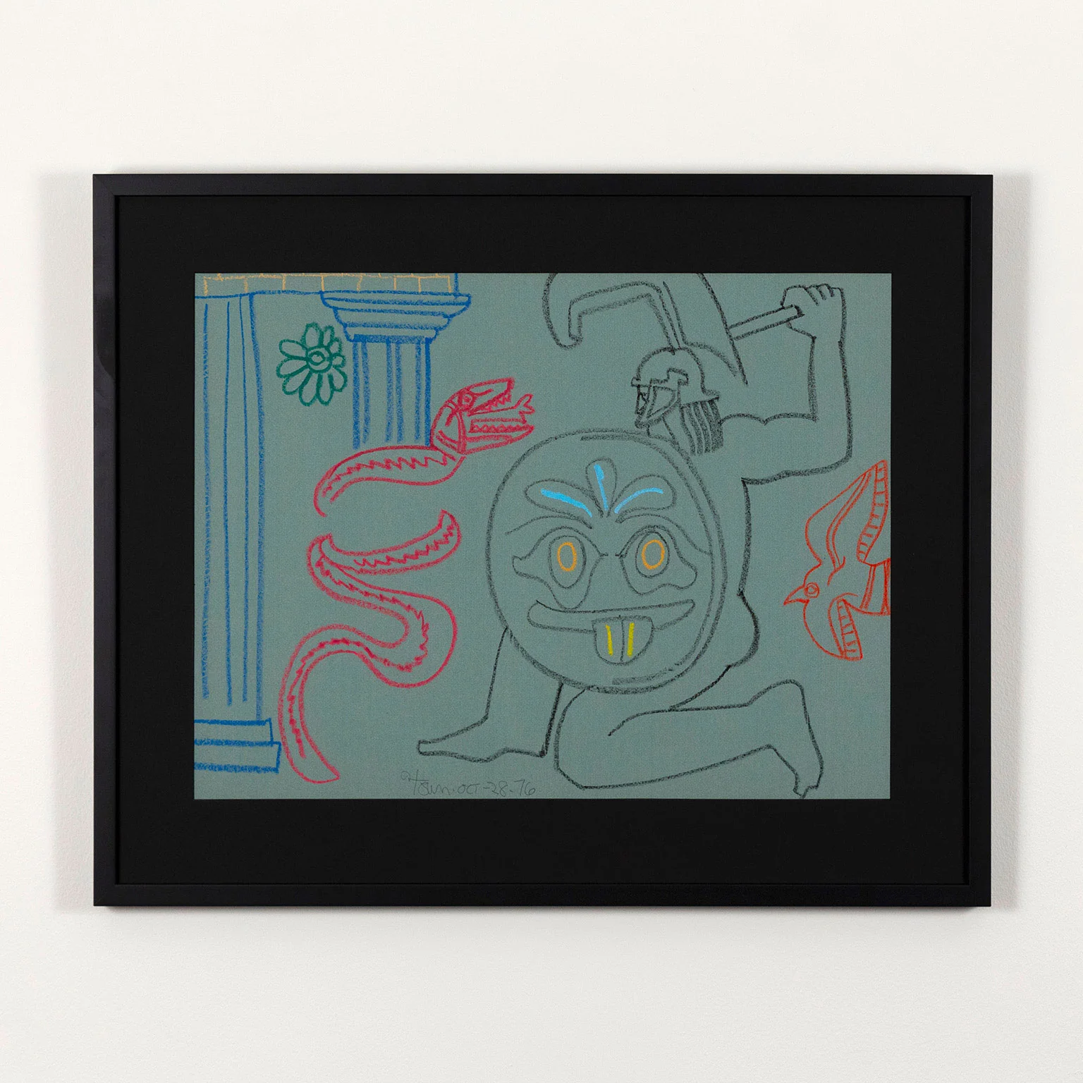 HAROLD TOWN "CADMUS SLAYING A DRAGON" MIXED MEDIA DRAWING, 1976 - Image 11
