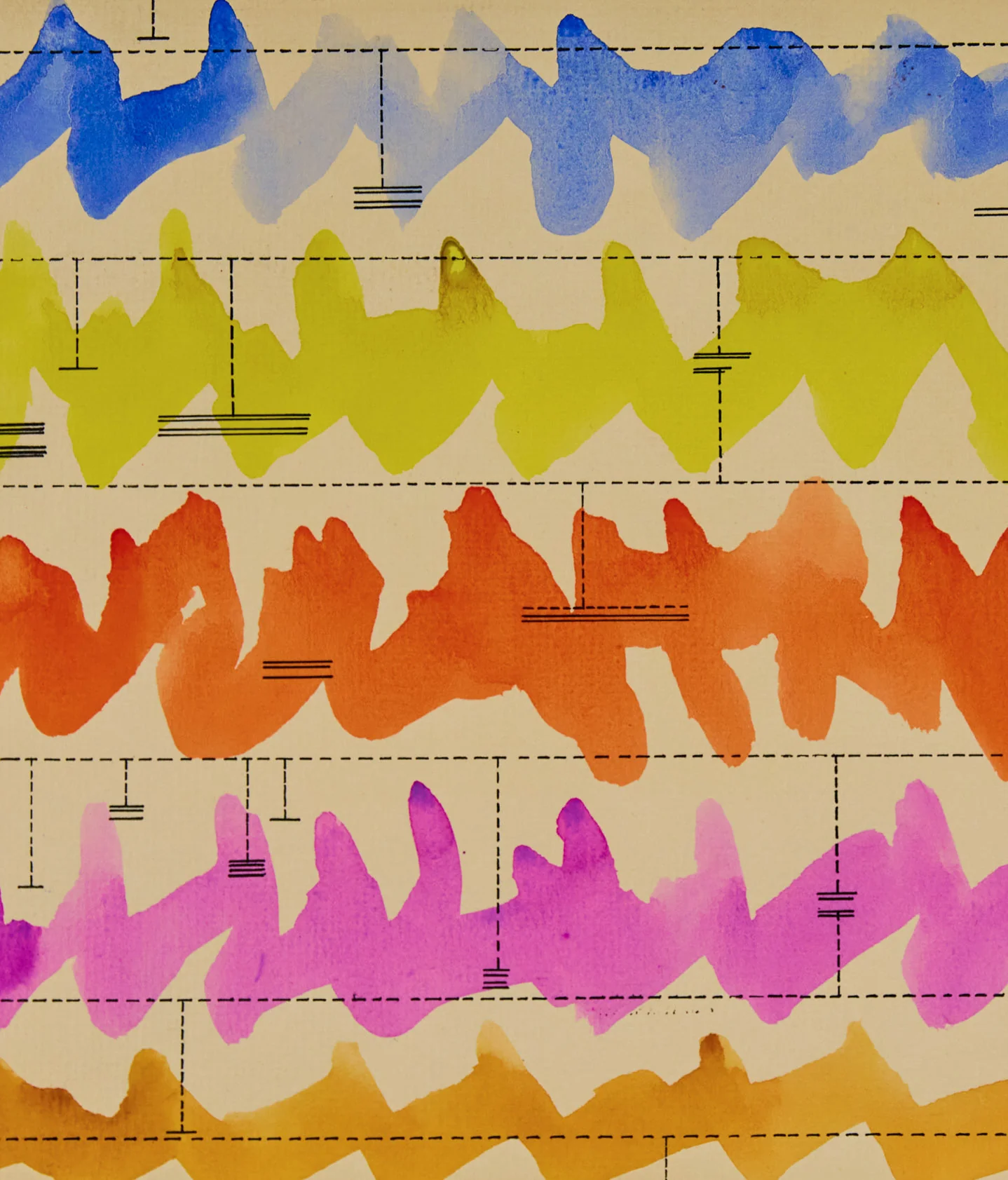 HAROLD TOWN "CAGED CLOUD SCORE" WATERCOLOR, 1973