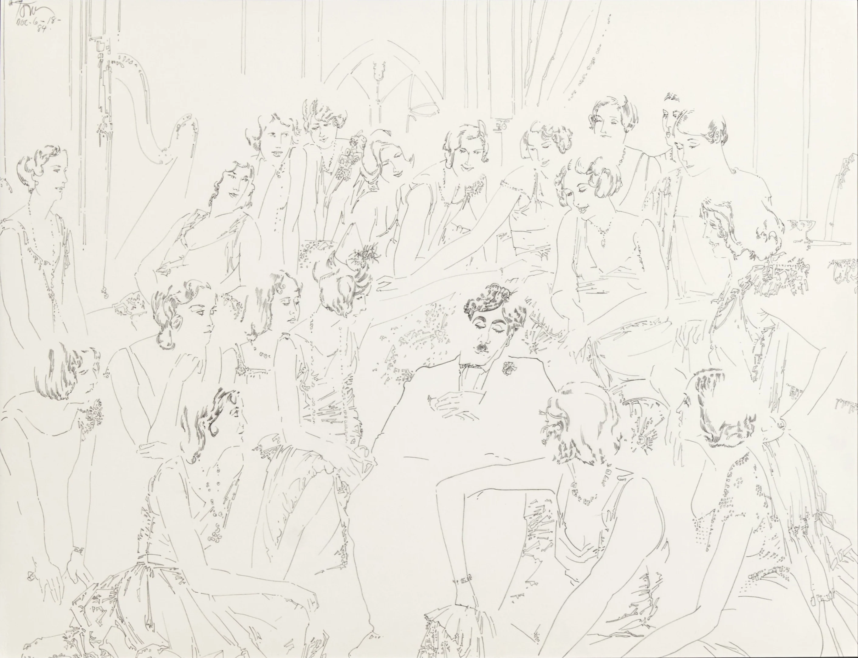 HAROLD TOWN "CHARLIE CHAPLIN WITH DANCERS" DRAWING, 1984 - Image 12