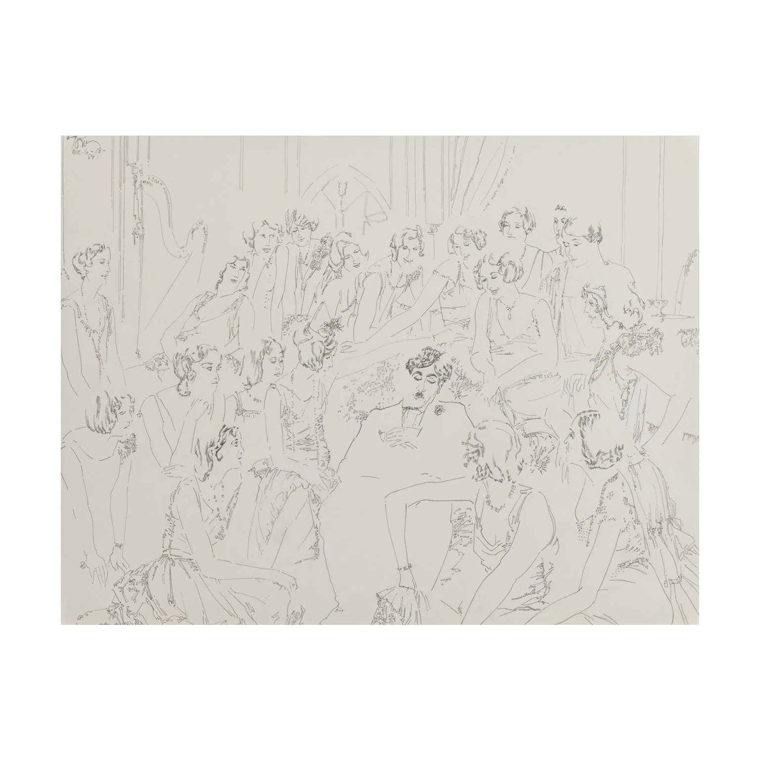 HAROLD TOWN "CHARLIE CHAPLIN WITH DANCERS" DRAWING, 1984 - Image 3