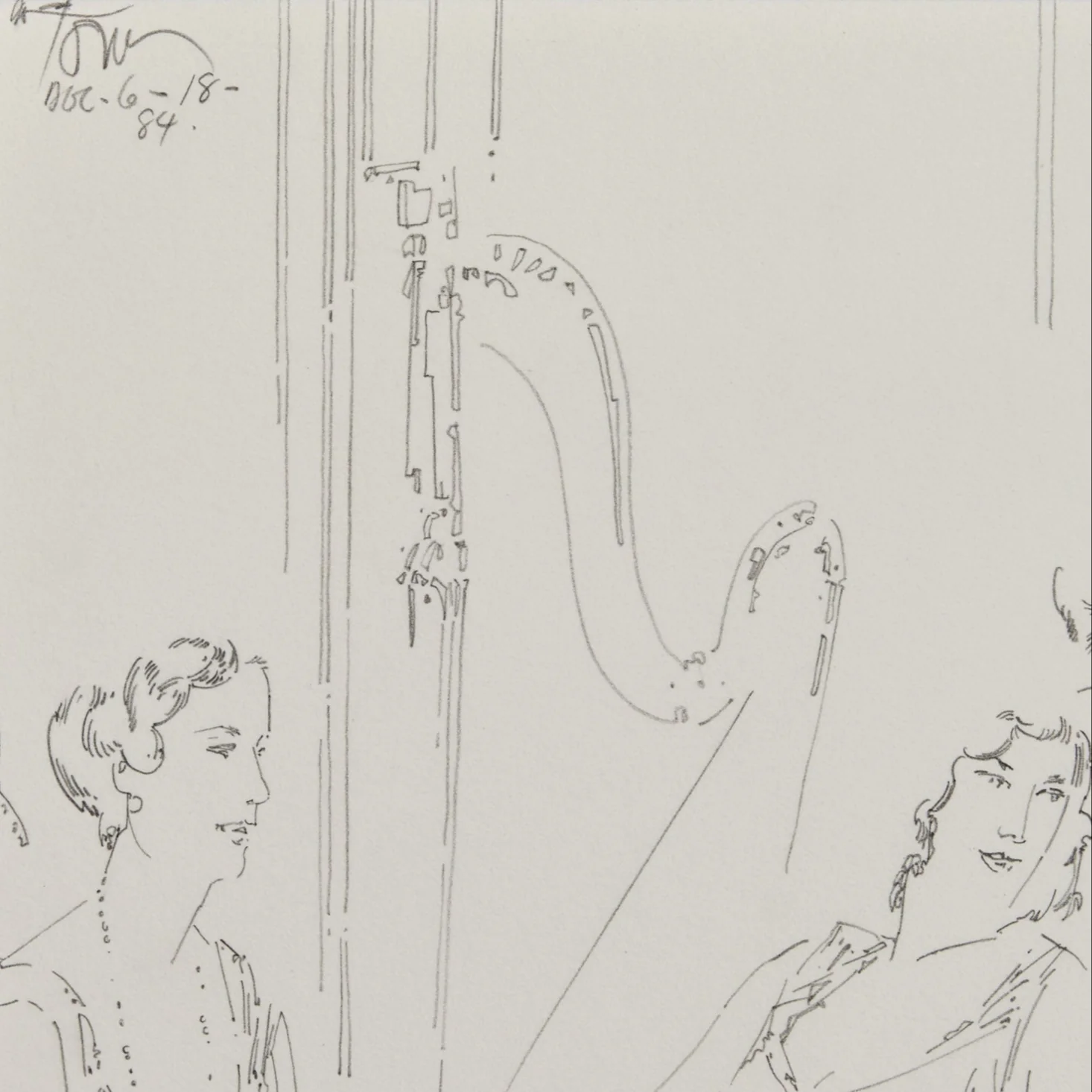 HAROLD TOWN "CHARLIE CHAPLIN WITH DANCERS" DRAWING, 1984 - Image 4